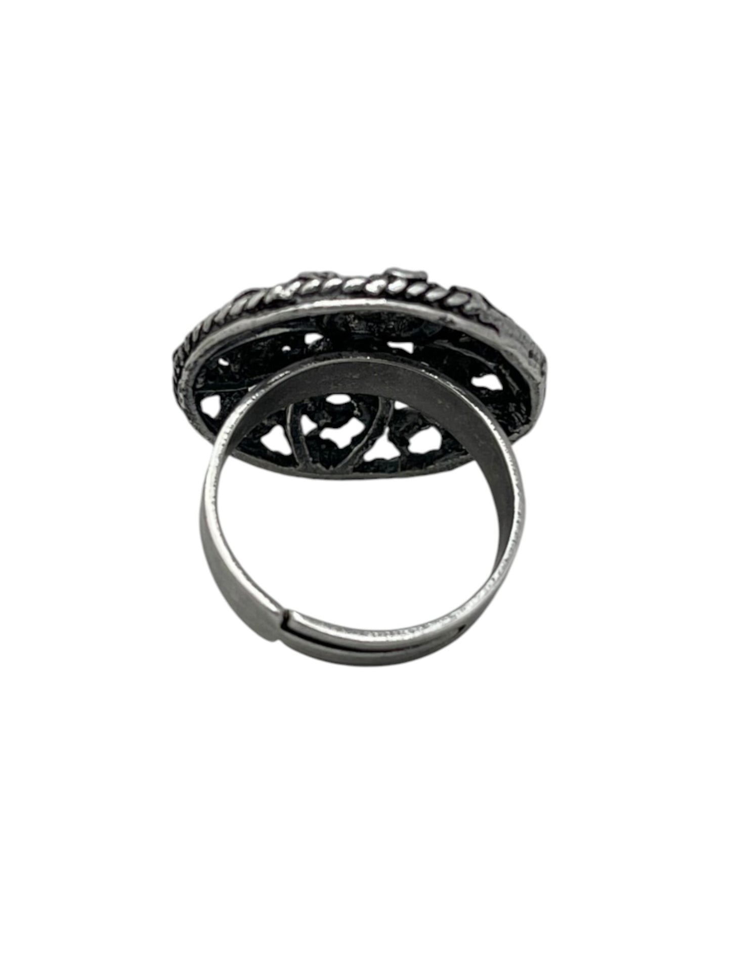 Anillo redondo Vintage con cristal Sw rosa plata 10µ