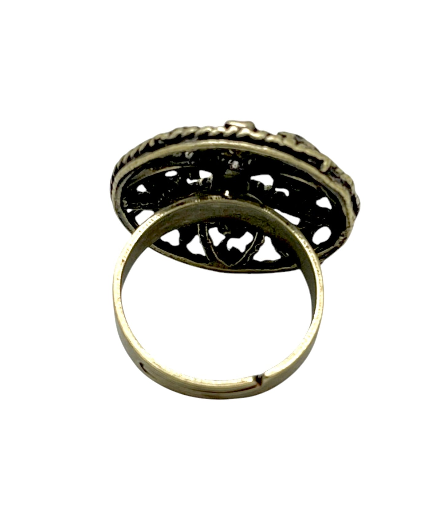 Anillo redondo Vintage con cristal Sw azul vitro en dorado