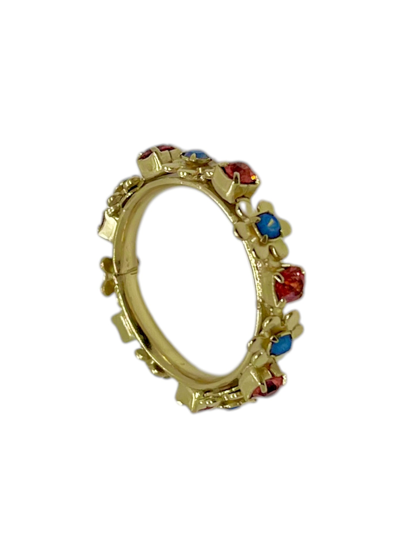 Anillo multicristal Sw flor en dorado y azul
