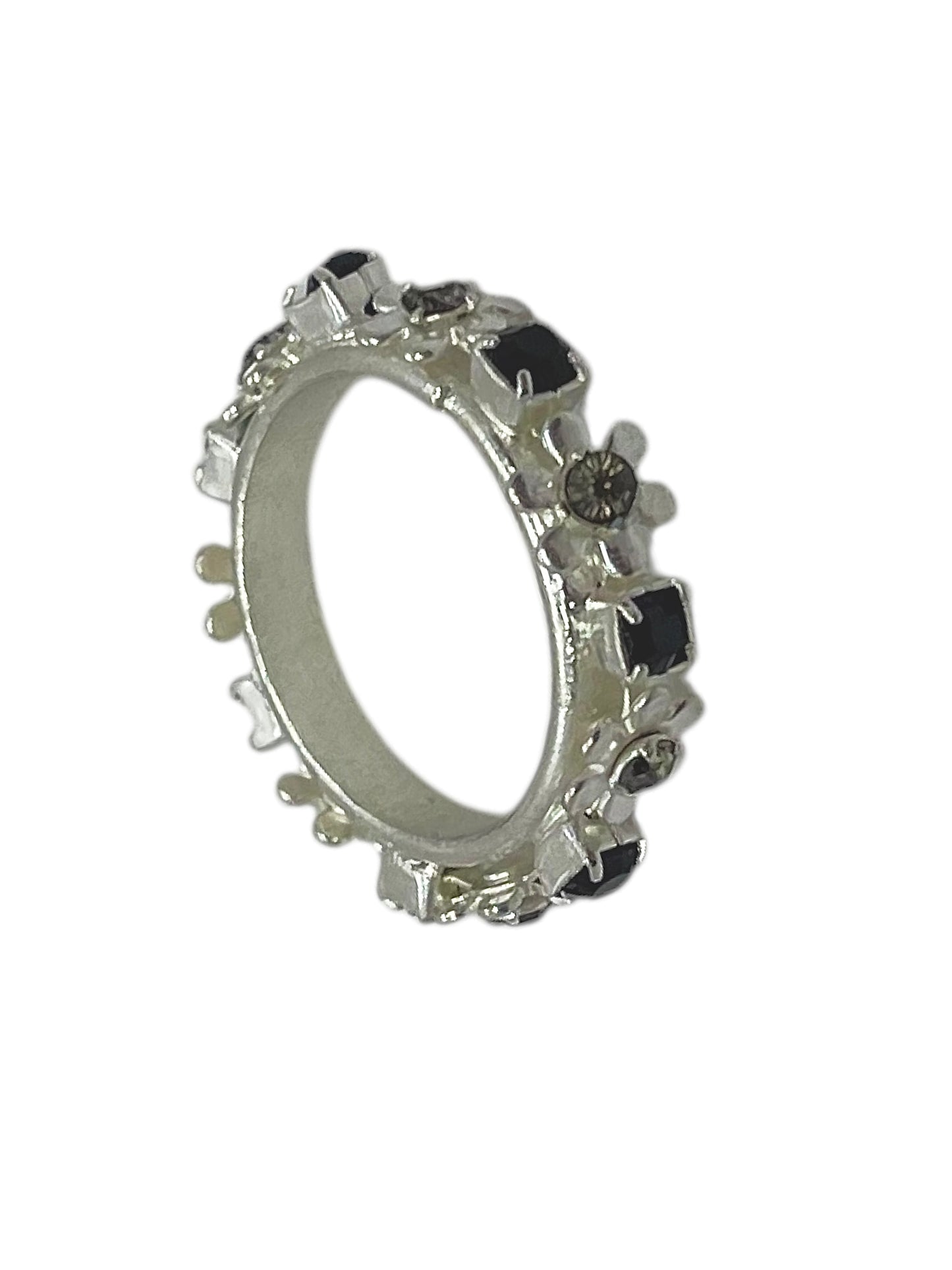 Anillo multicristal Sw flor en plata y grises