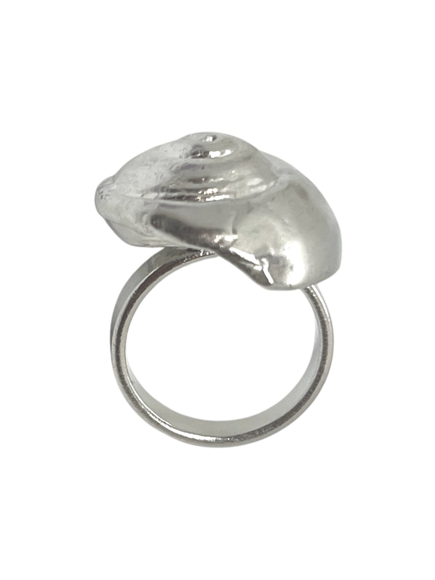 Anillo 3D caracola artesanal en plata 10µ o dorado