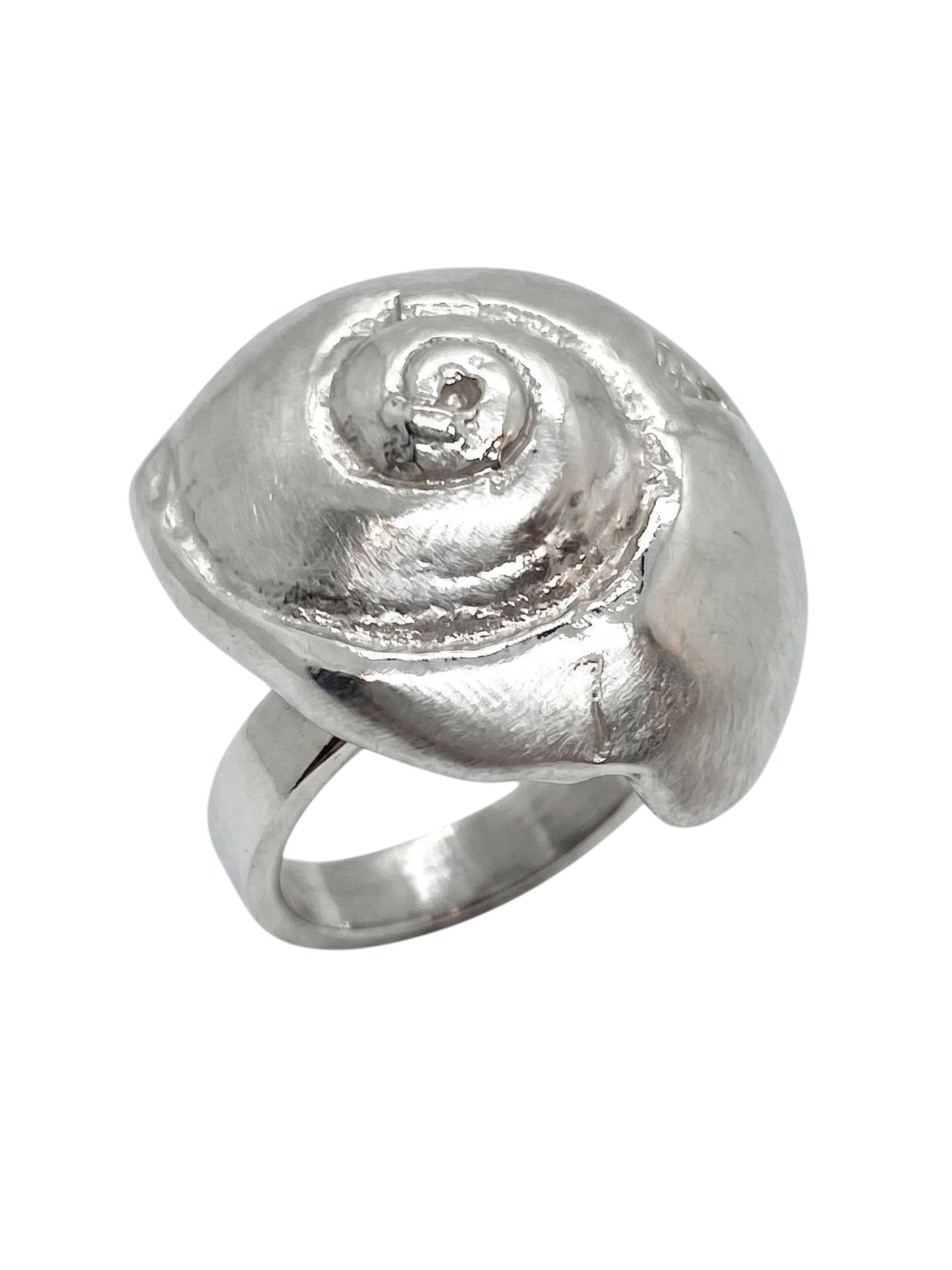 Anillo 3D caracola artesanal en plata 10µ o dorado