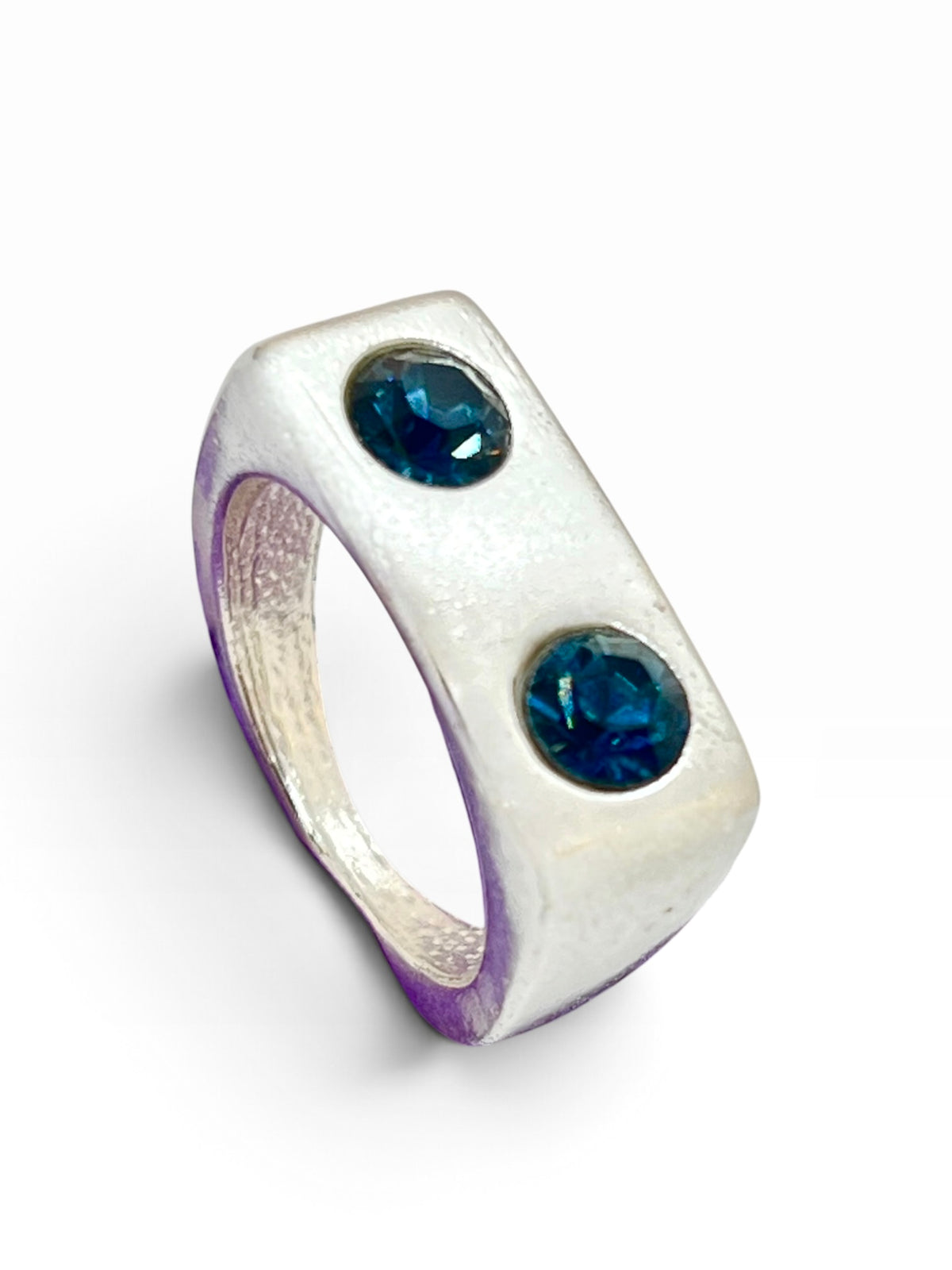 Anillo Binomio plata 10µ y cristal azul montana de Sw. Talla 17
