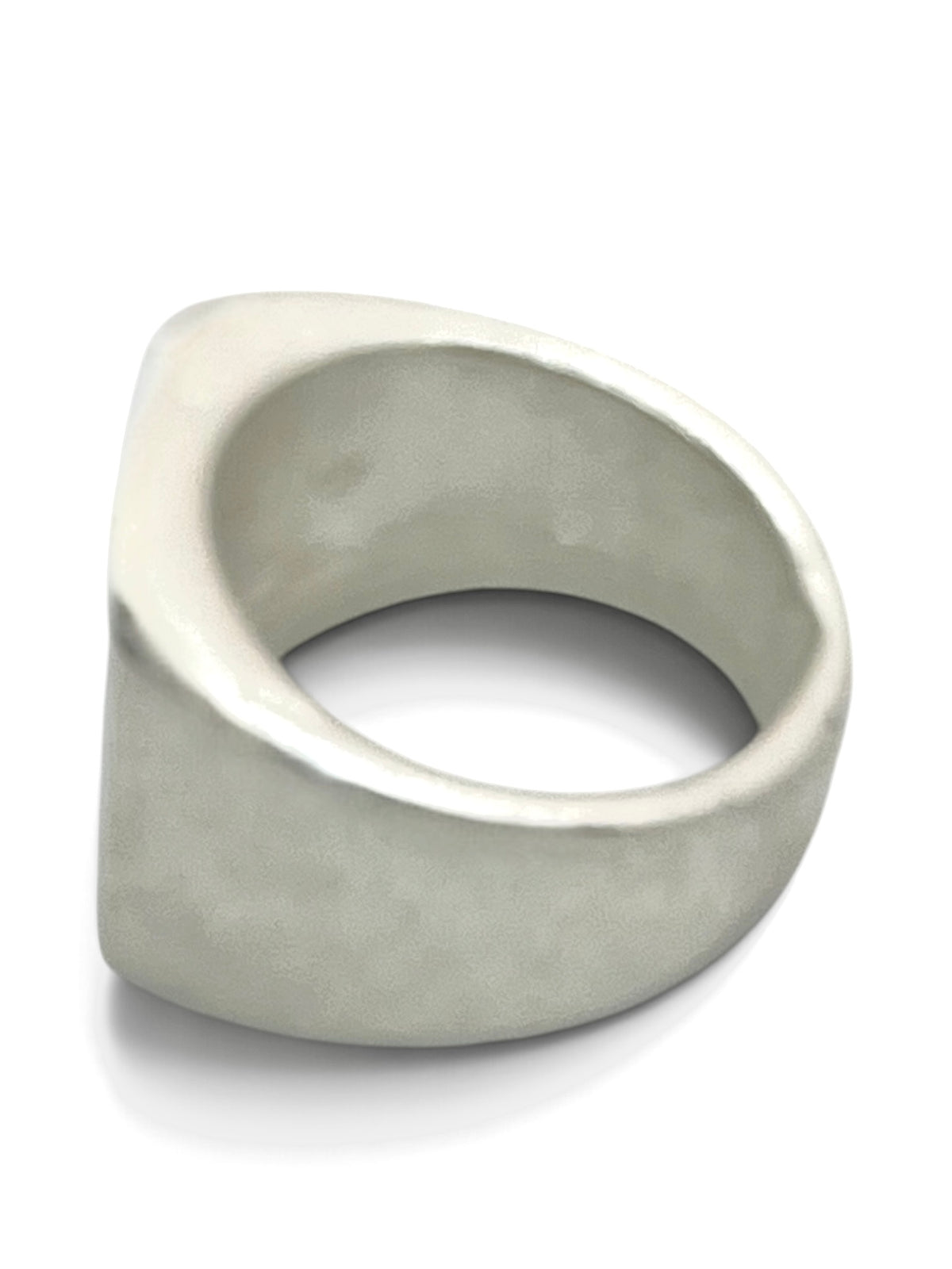 Anillo tipo sello con cristal central en azul plata 10µ, talla 14
