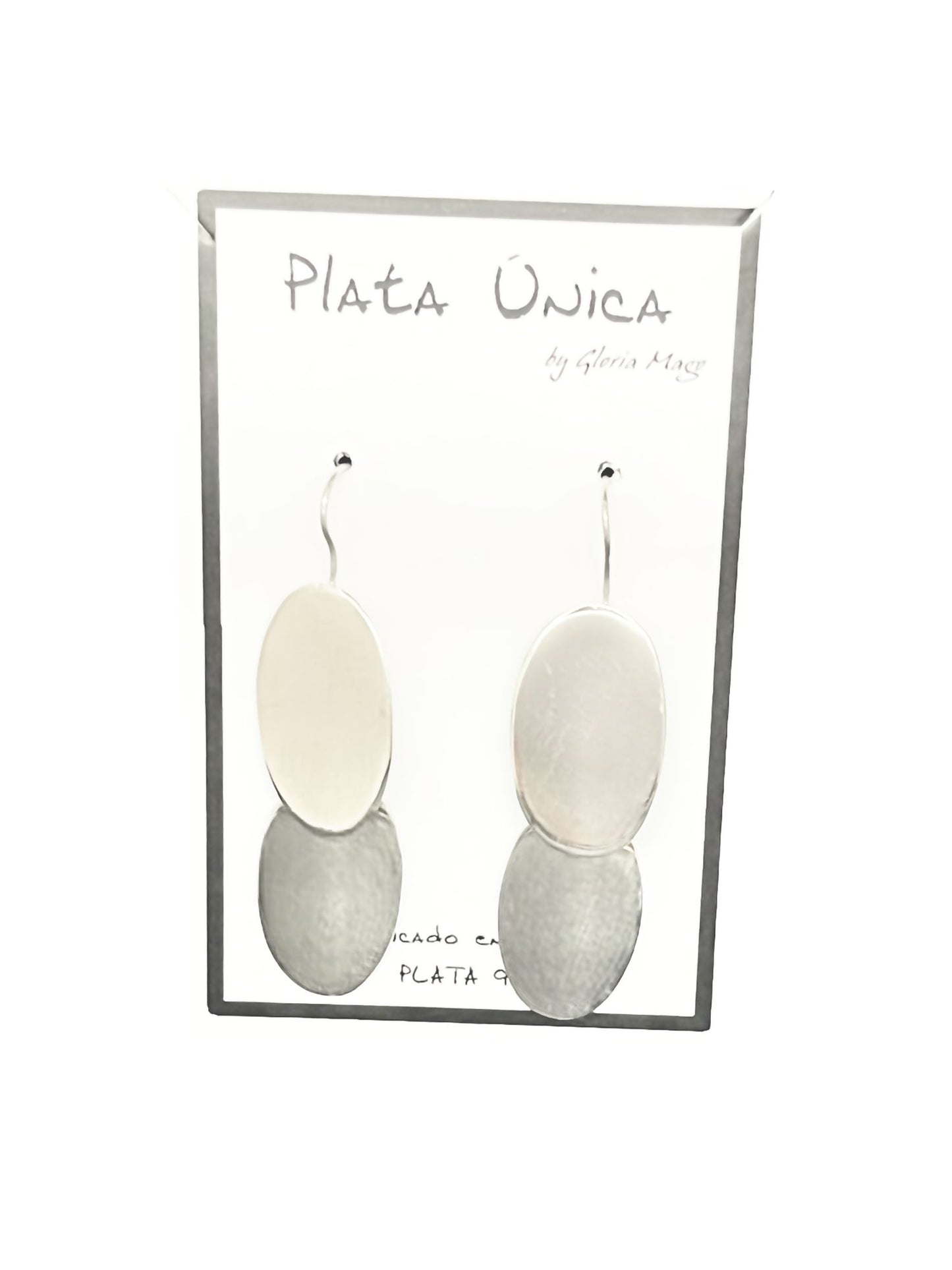 Pendiente Plata Única doble oval plata de ley 925 100%