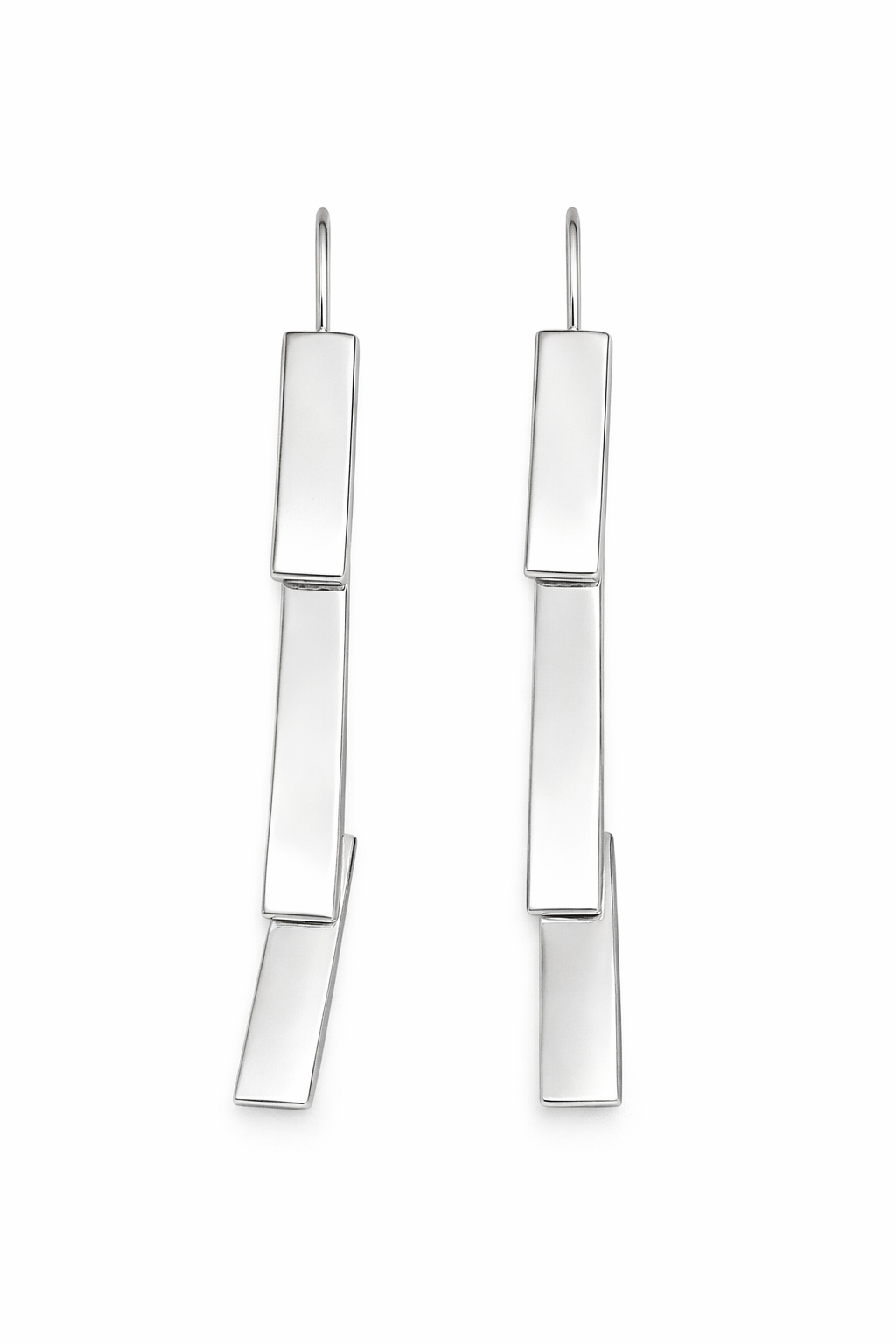 Pendiente Plata Única triple escama plata de ley 925 100%