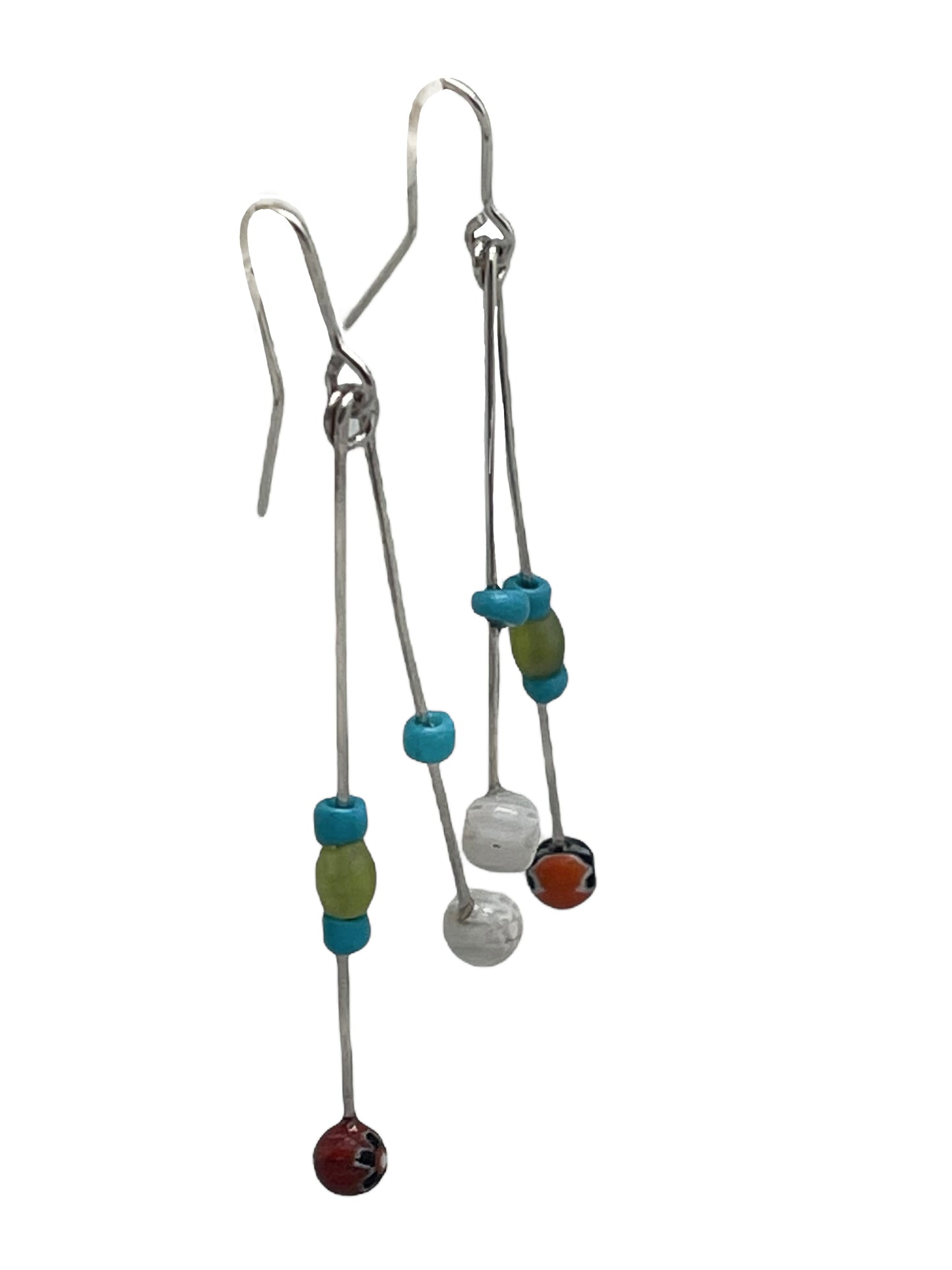 Pendiente Columpio multicolor plata 925 y cristal Plata Única