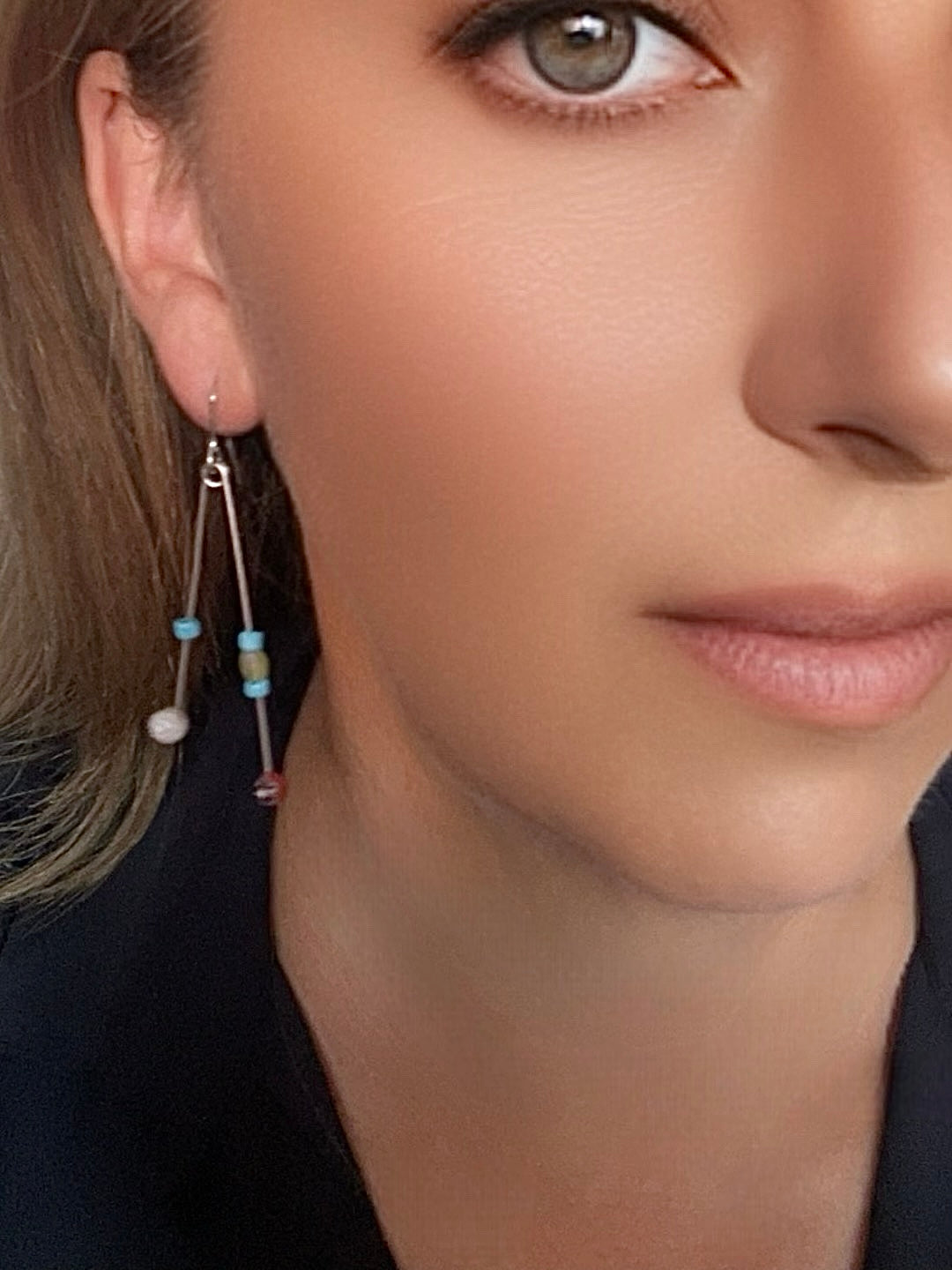 Pendiente Columpio multicolor plata 925 y cristal Plata Única