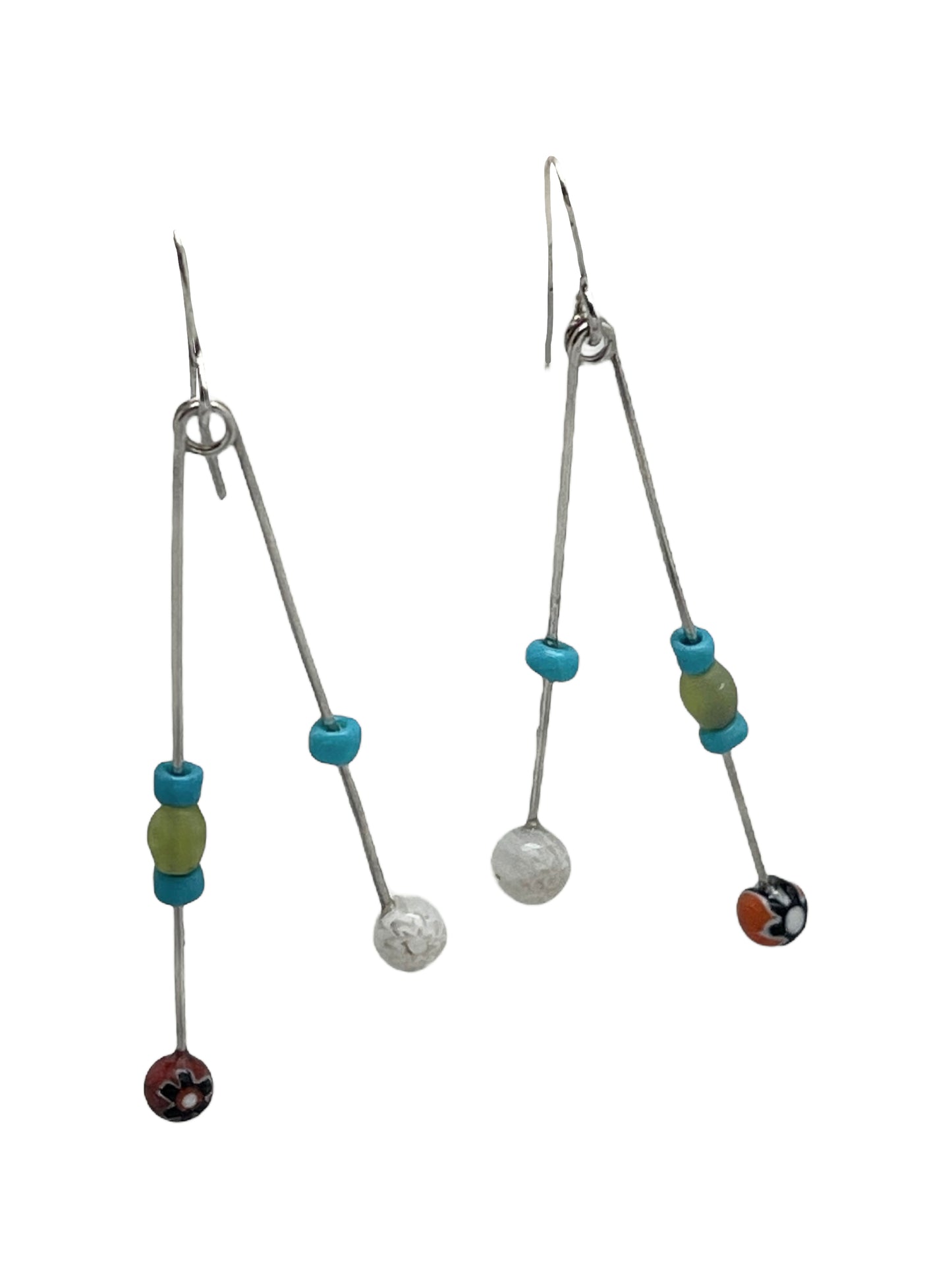 Pendiente Columpio multicolor plata 925 y cristal Plata Única