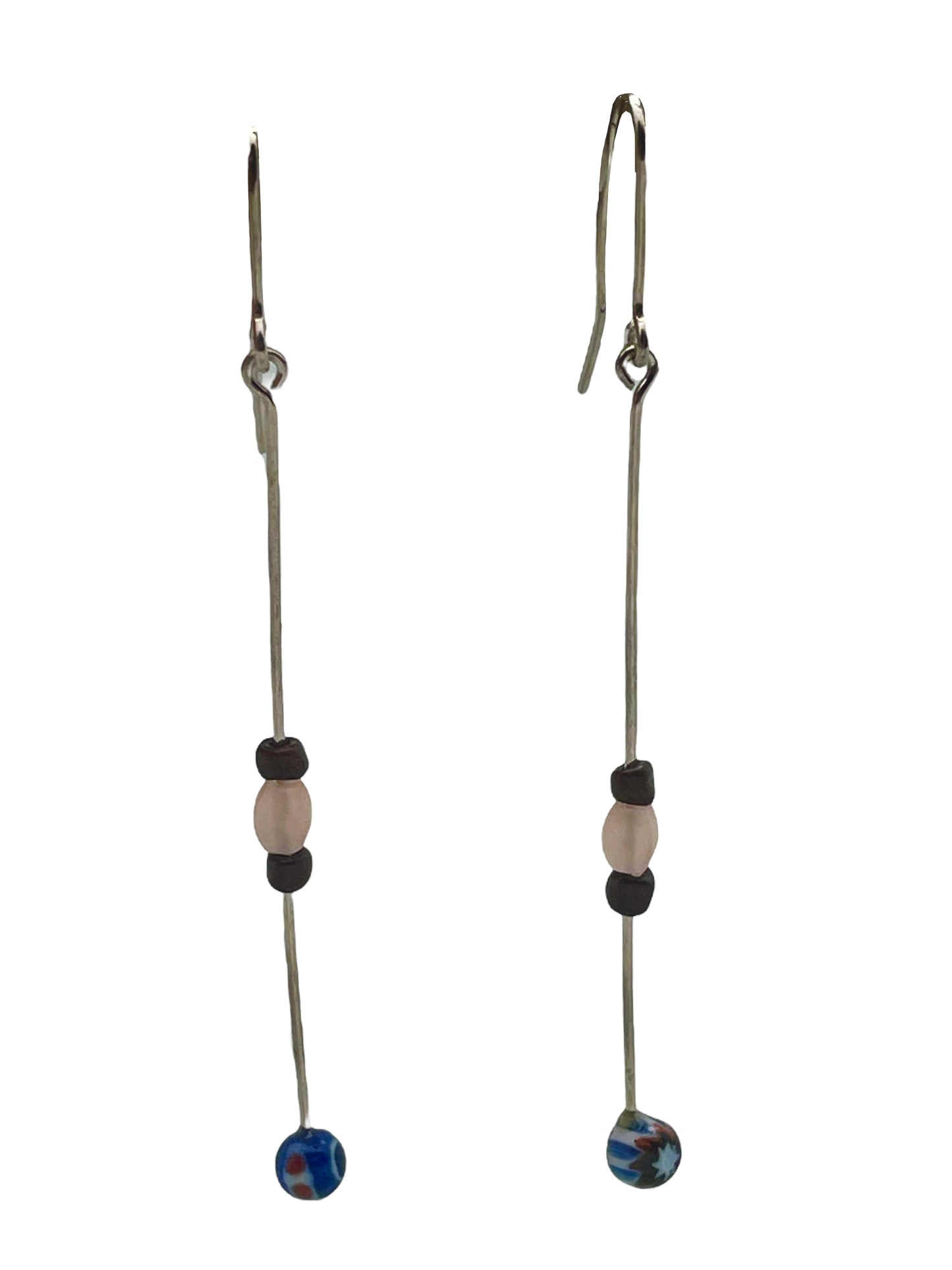 Pendiente Largo Palito Amatistas plata 925 y cristal_ Plata Única