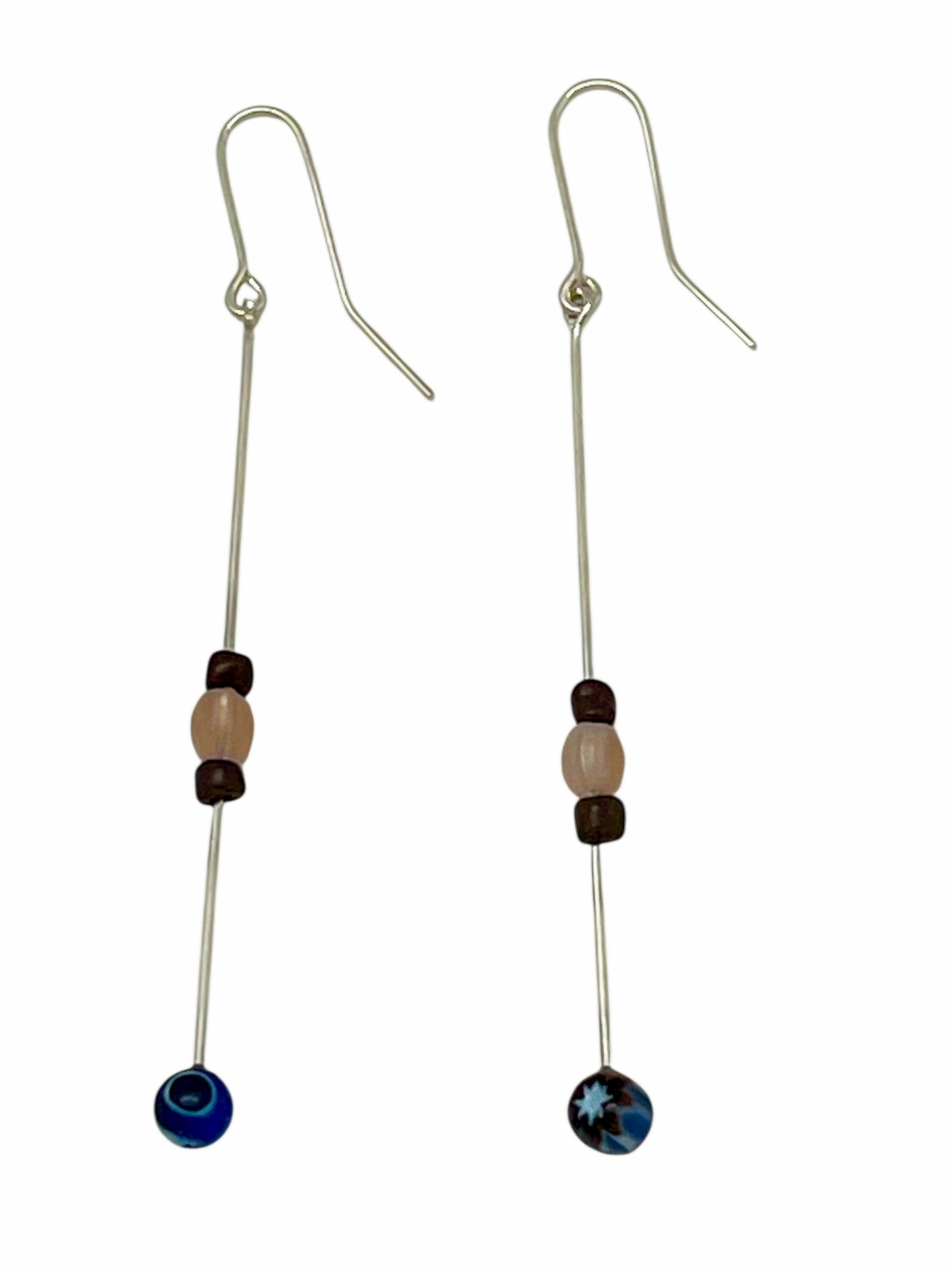 Pendiente Largo Palito Amatistas plata 925 y cristal_ Plata Única