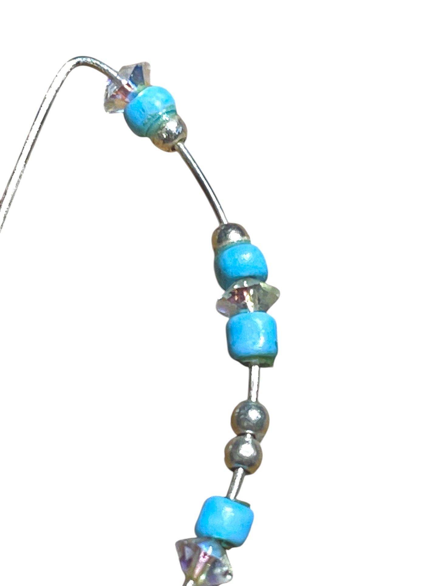 Pendiente tipo aro en plata 925 azul y cristal Sw irisado_ Plata Úncia