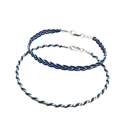 Conjunto de pulseras trenzadas plata 925 azul