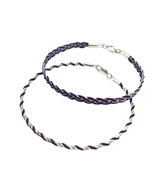 Conjunto de pulseras trenzadas plata 925 violeta