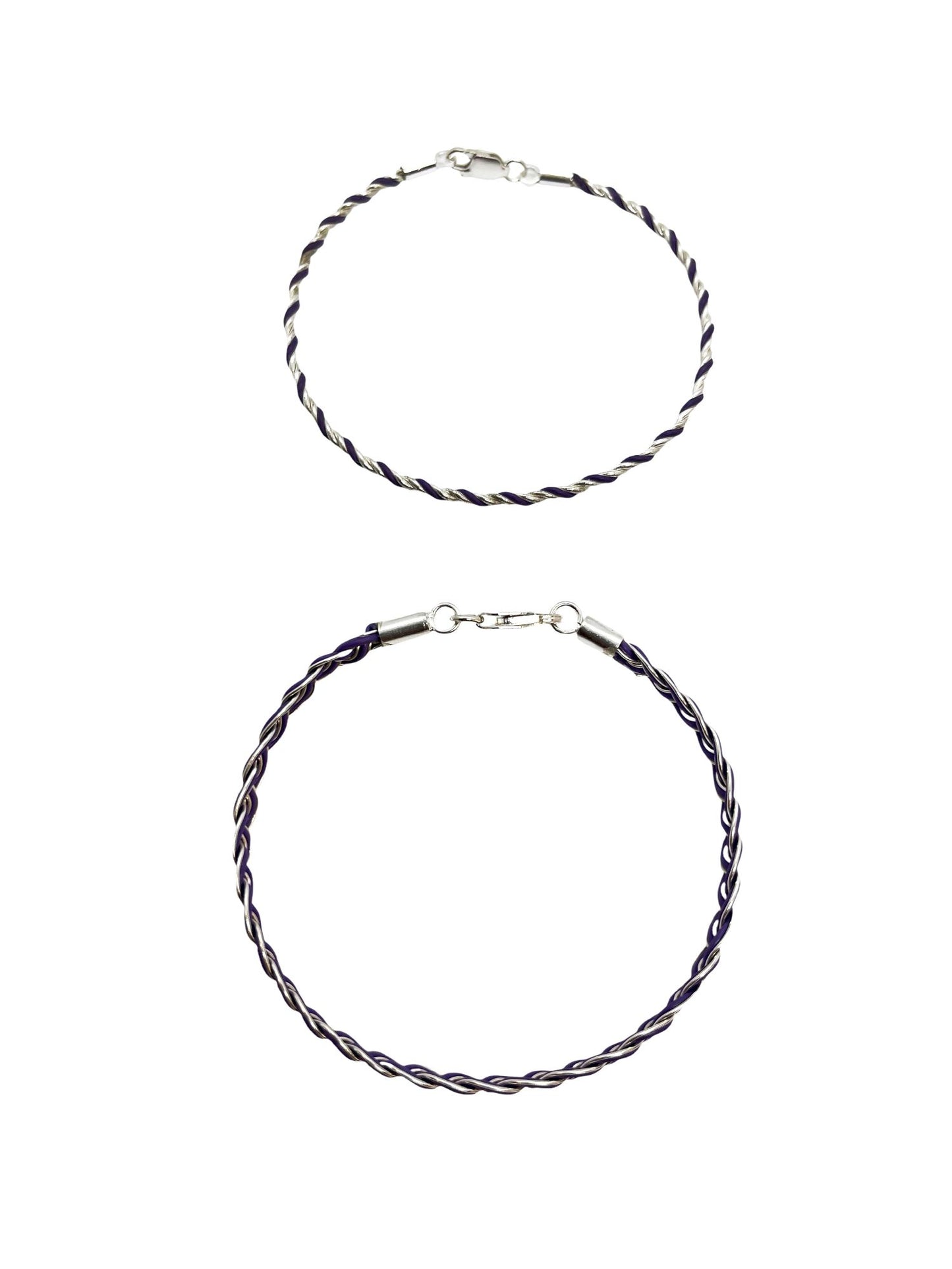 Conjunto de pulseras trenzadas plata 925 violeta