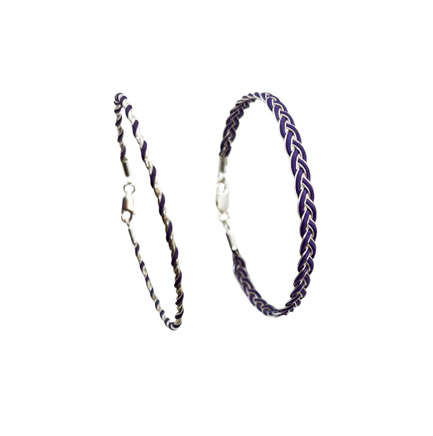 Conjunto de pulseras trenzadas plata 925 violeta