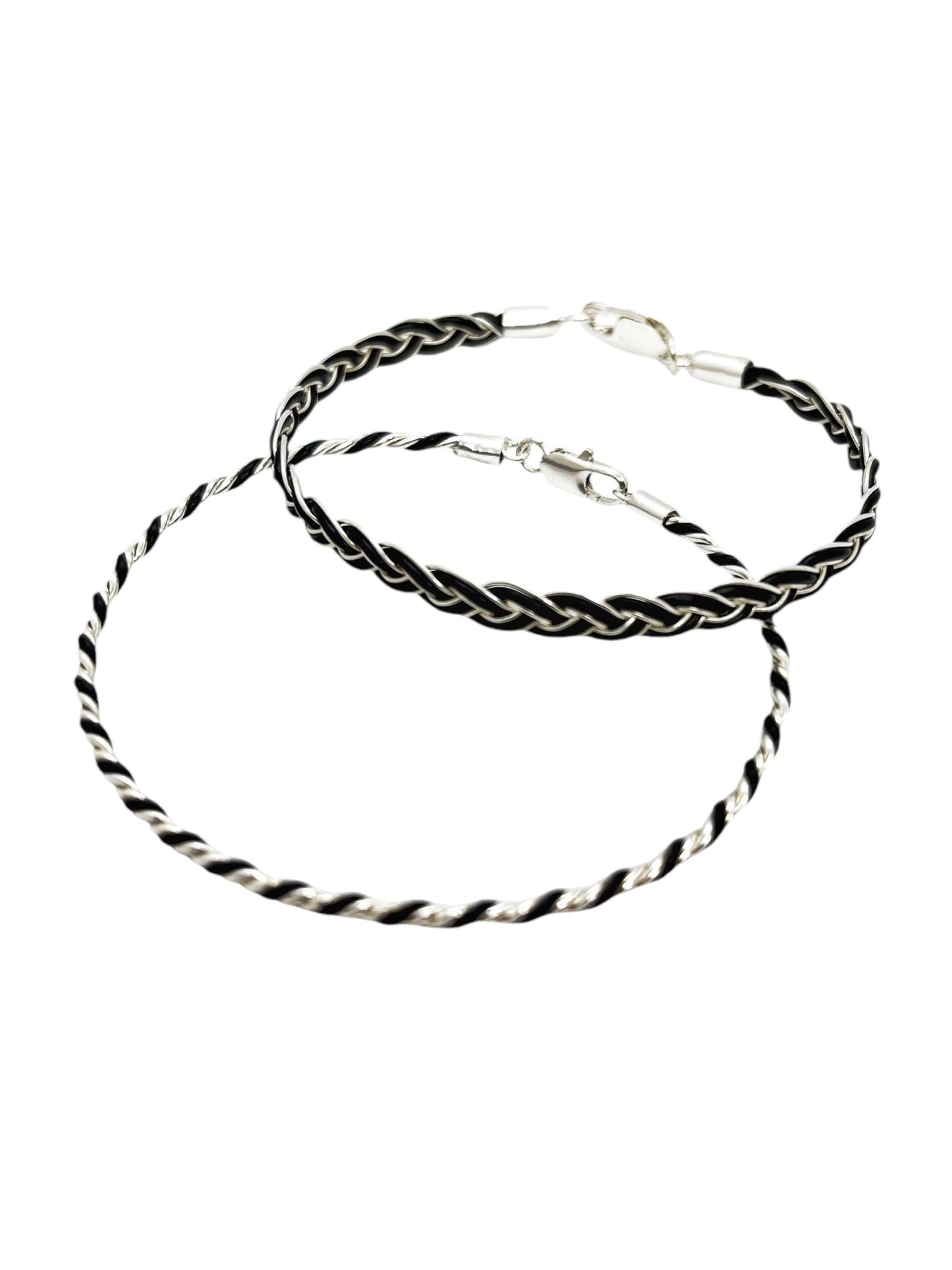 Conjunto de pulseras trenzadas plata 925 negro