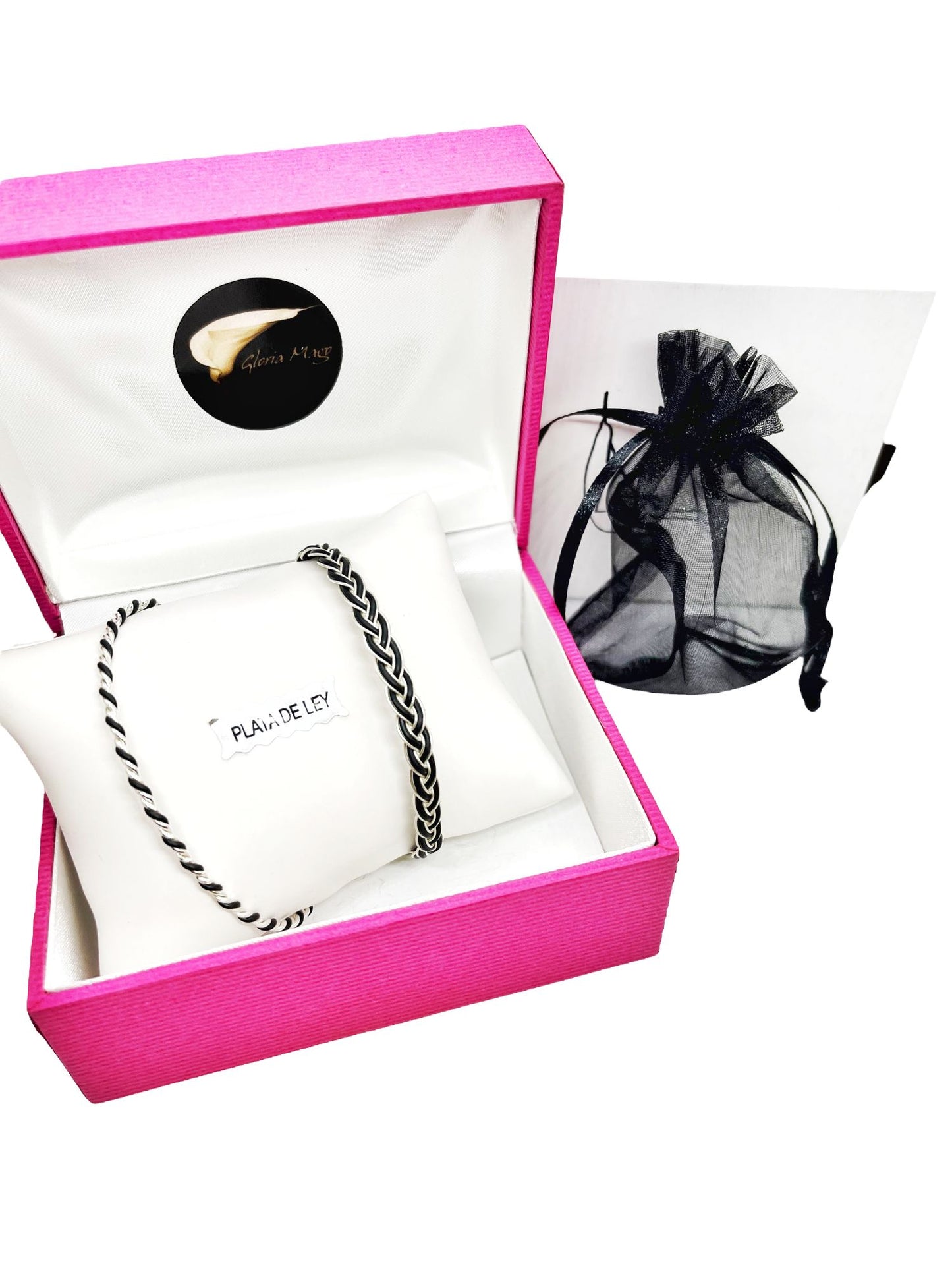 Conjunto de pulseras trenzadas plata 925 negro