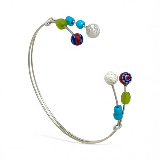 Pulsera multicolor hilo plata de ley ajustable Palta Única cristl