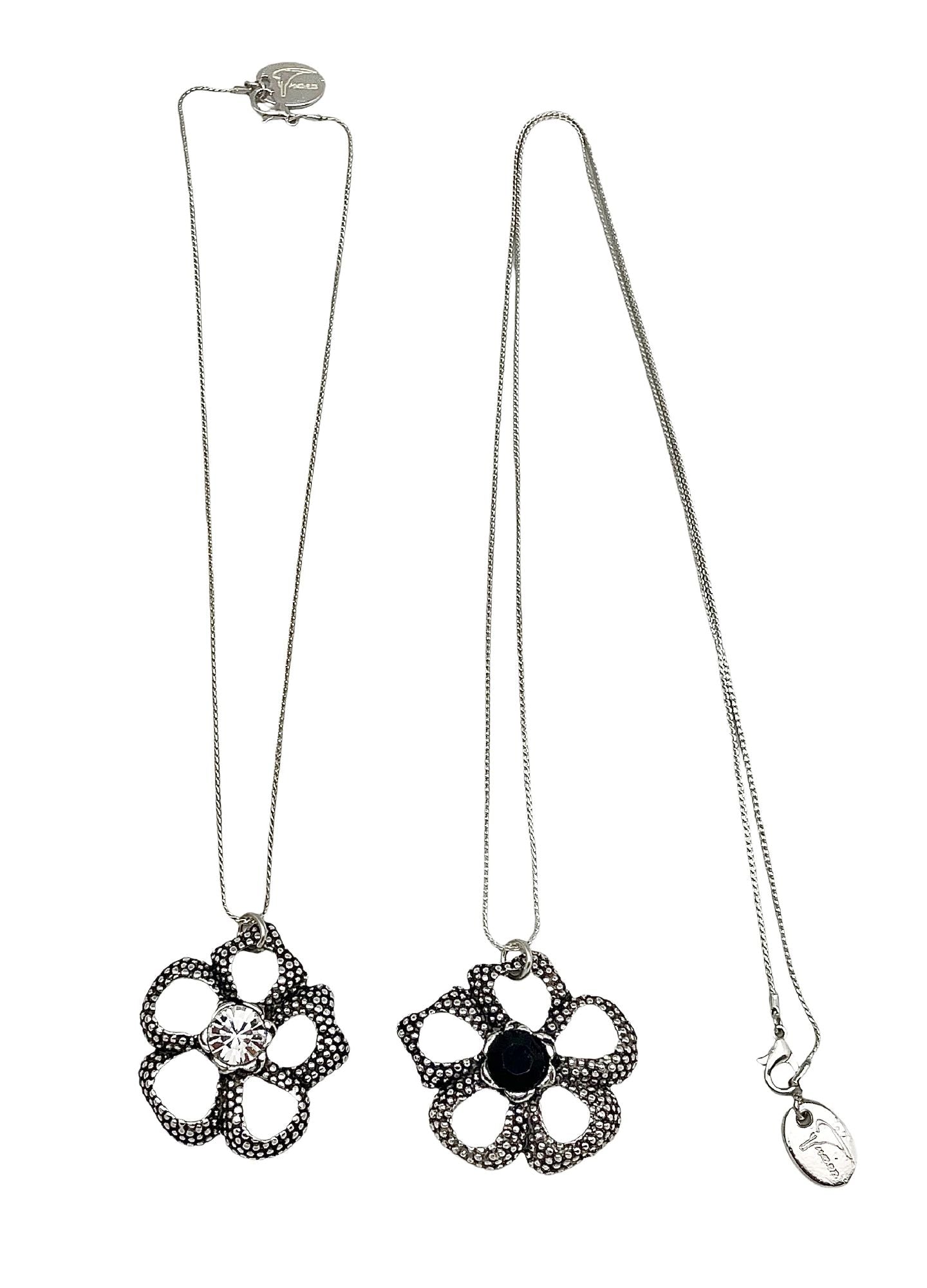 Conjunto doble collar intercambiale flor plata