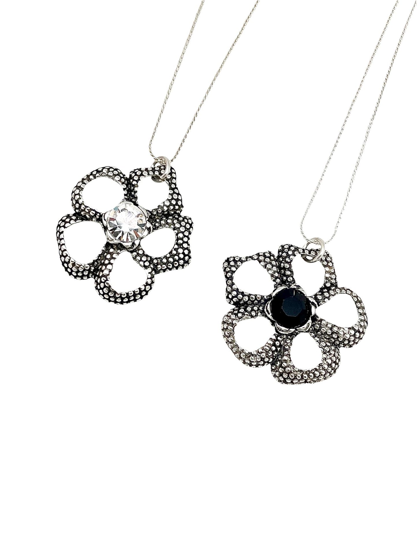 Conjunto doble collar intercambiale flor plata