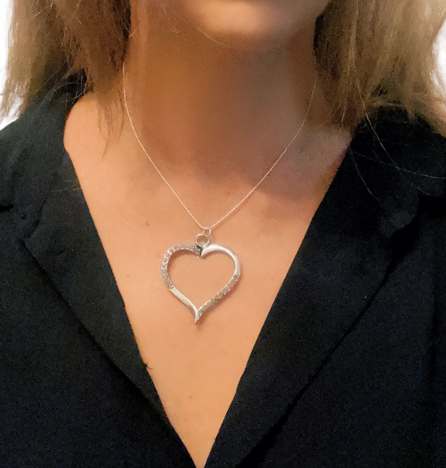 Collar Cuore black diamond en plata 7-10 micras