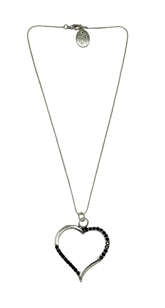 Collar Cuore negro en plata 7-10 micras