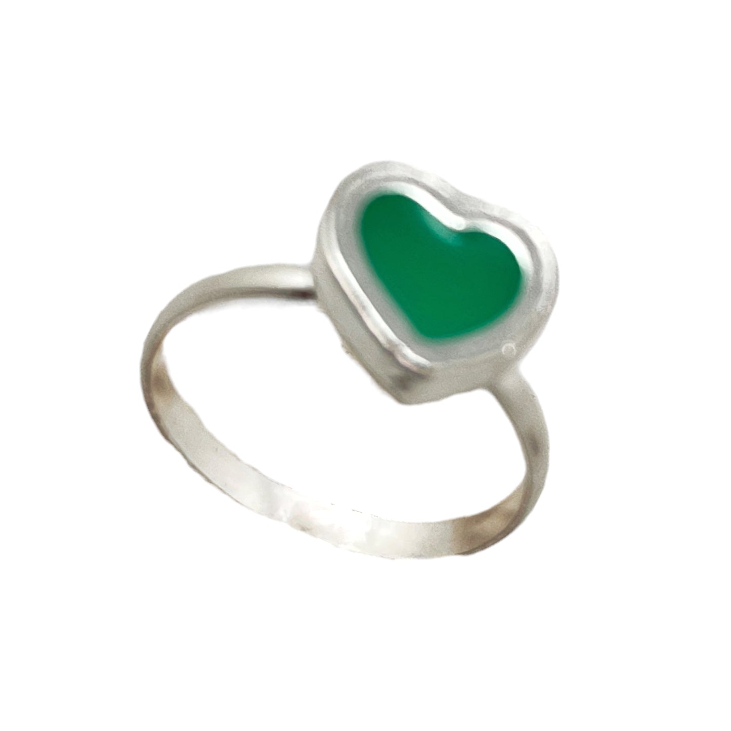Conjunto Colors Corazón  Pulsera y anillo plata 10µ Verde