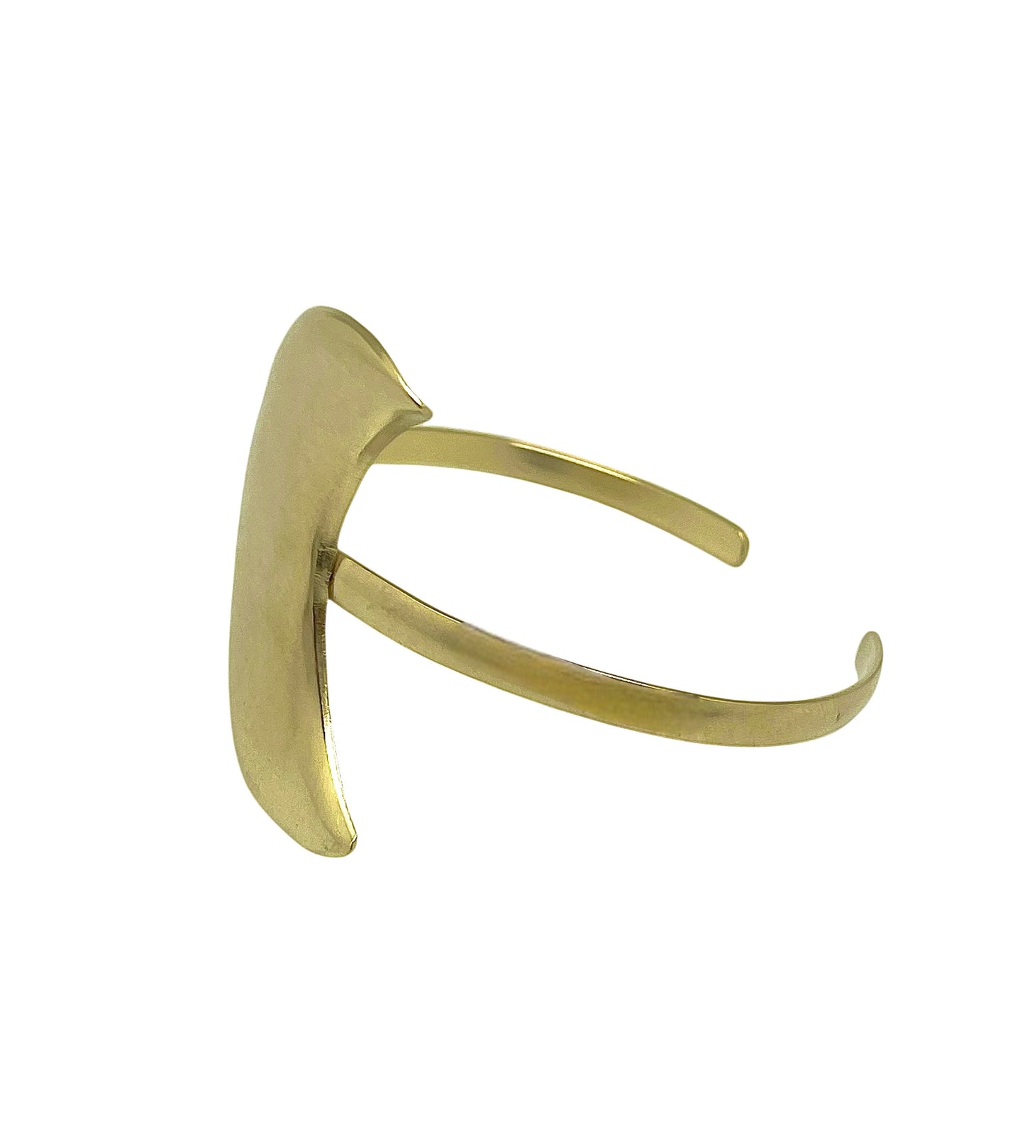 Conjunto Noche clara dorado chapado latón. Pulsera luna latón y anillo chapado dorado. Diseño único Gloria Mago