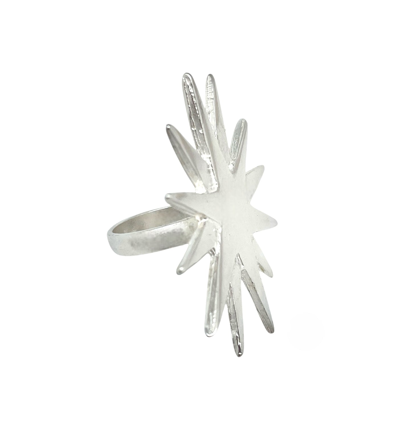 Conjunto Noche clara plata chapado 10µ. Pulsera luna latón y anillo plata 10µ