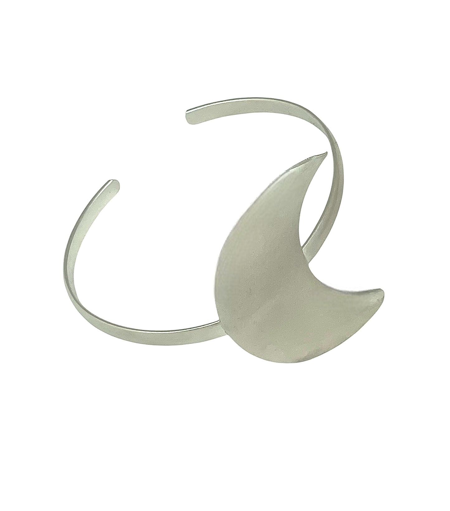 Conjunto Noche clara plata chapado 10µ. Pulsera luna latón y anillo plata 10µ