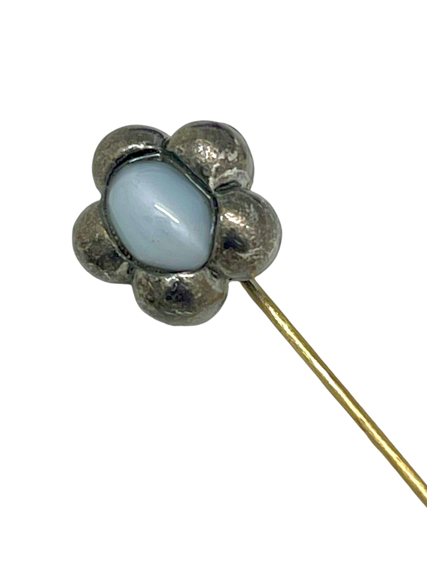 Conjunto broche alfiler nacar y pendientes cristal Sw en plata 10µ