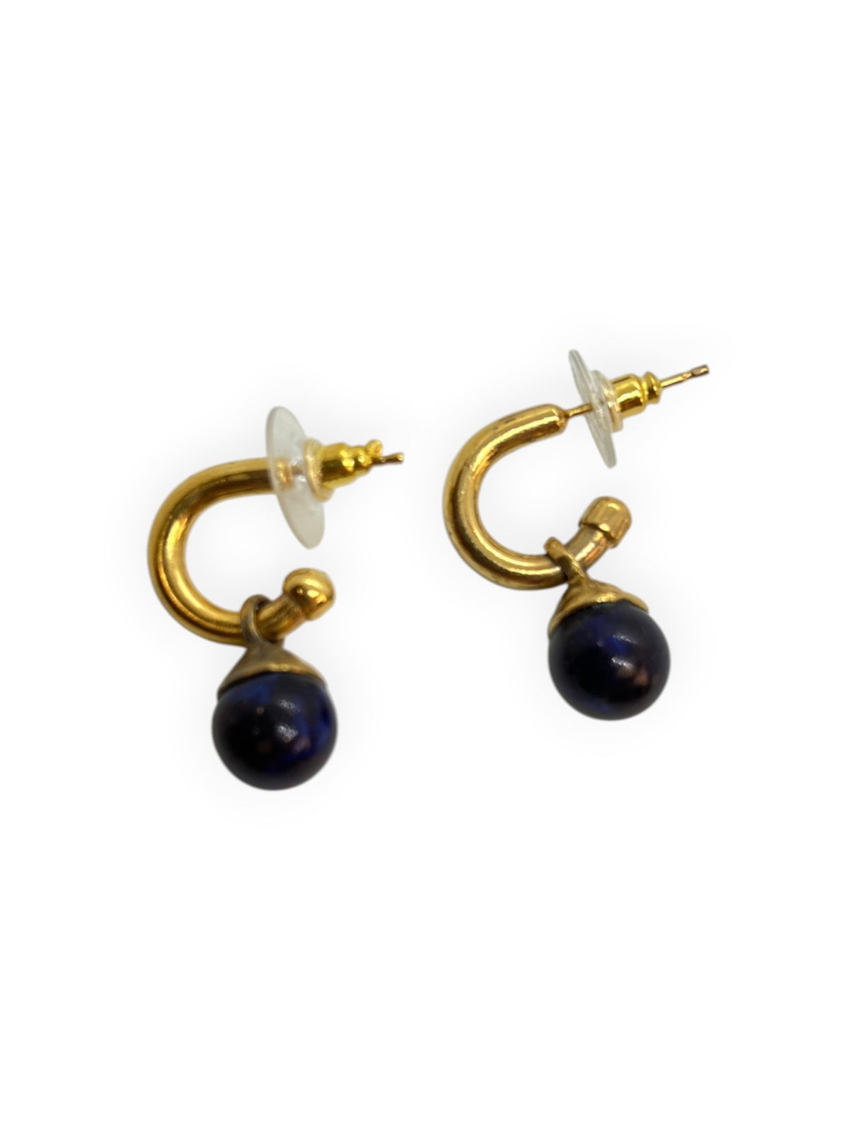 Pack aros pequeño y bola colgante dorado chapado y bolas en negro y jaspeado