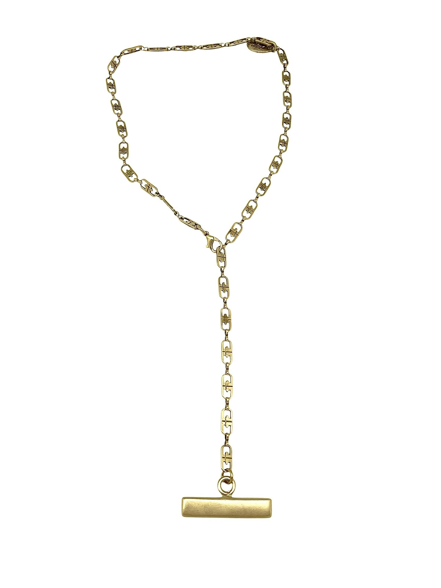 Collar Barra cadena latón chapado dorado