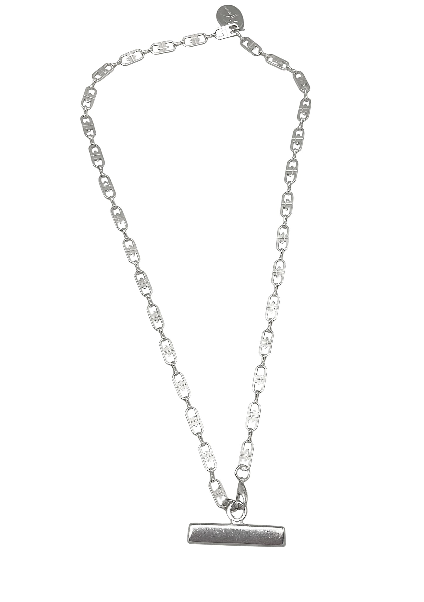 Collar Barra cadena latón plata 10µ