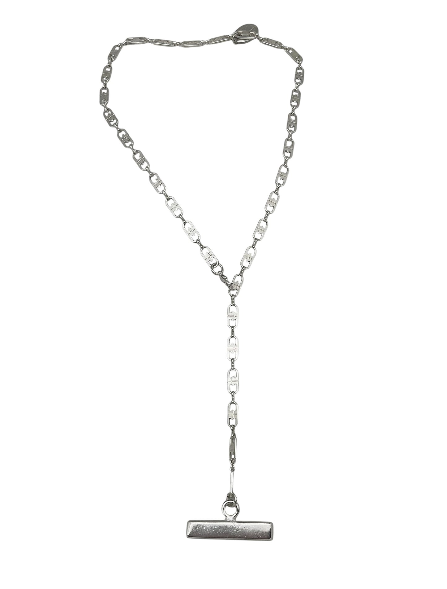 Collar Barra cadena latón plata 10µ