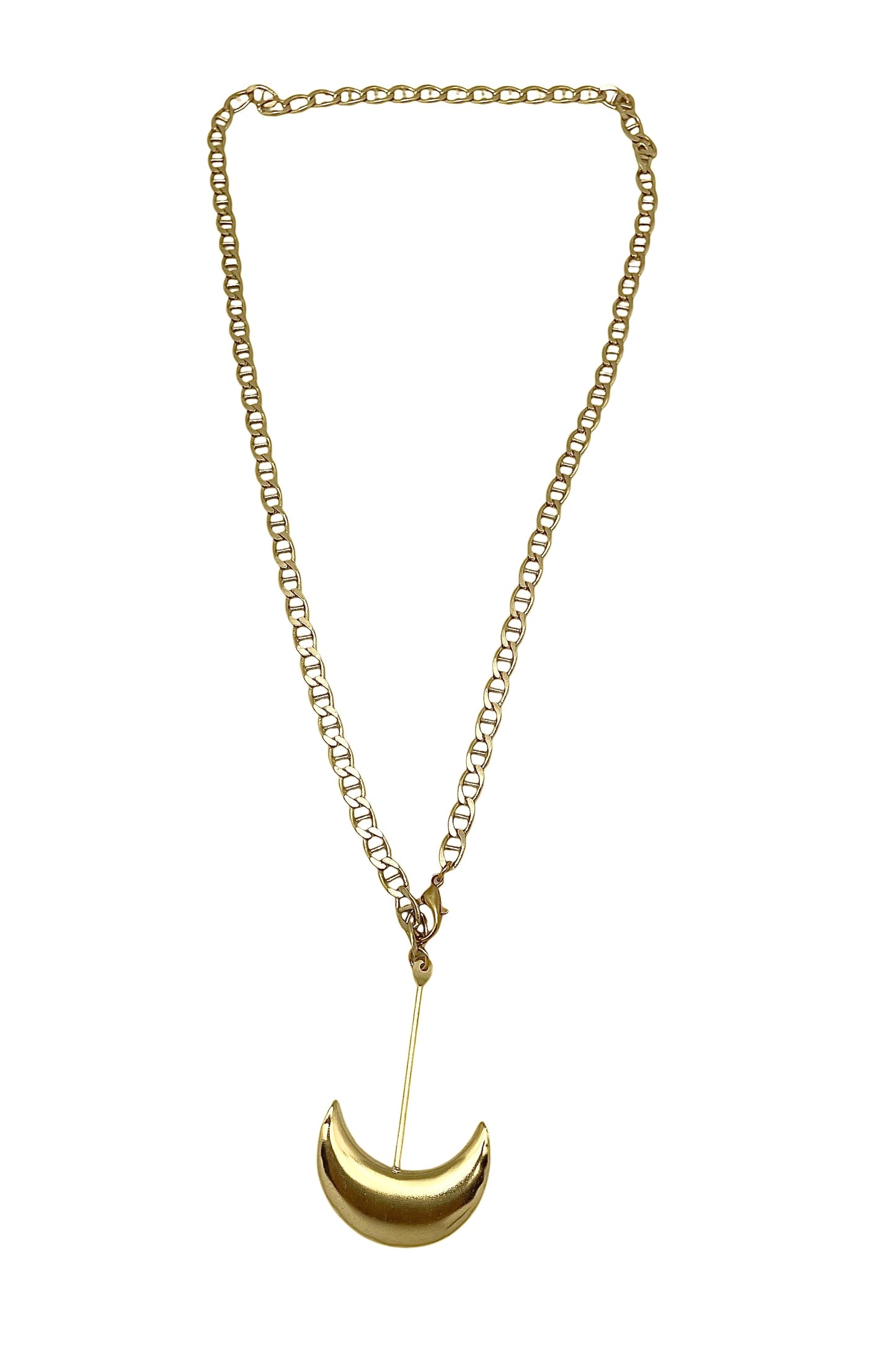 Collar Caleido largo multiposición corbatero en latón chapado dorado