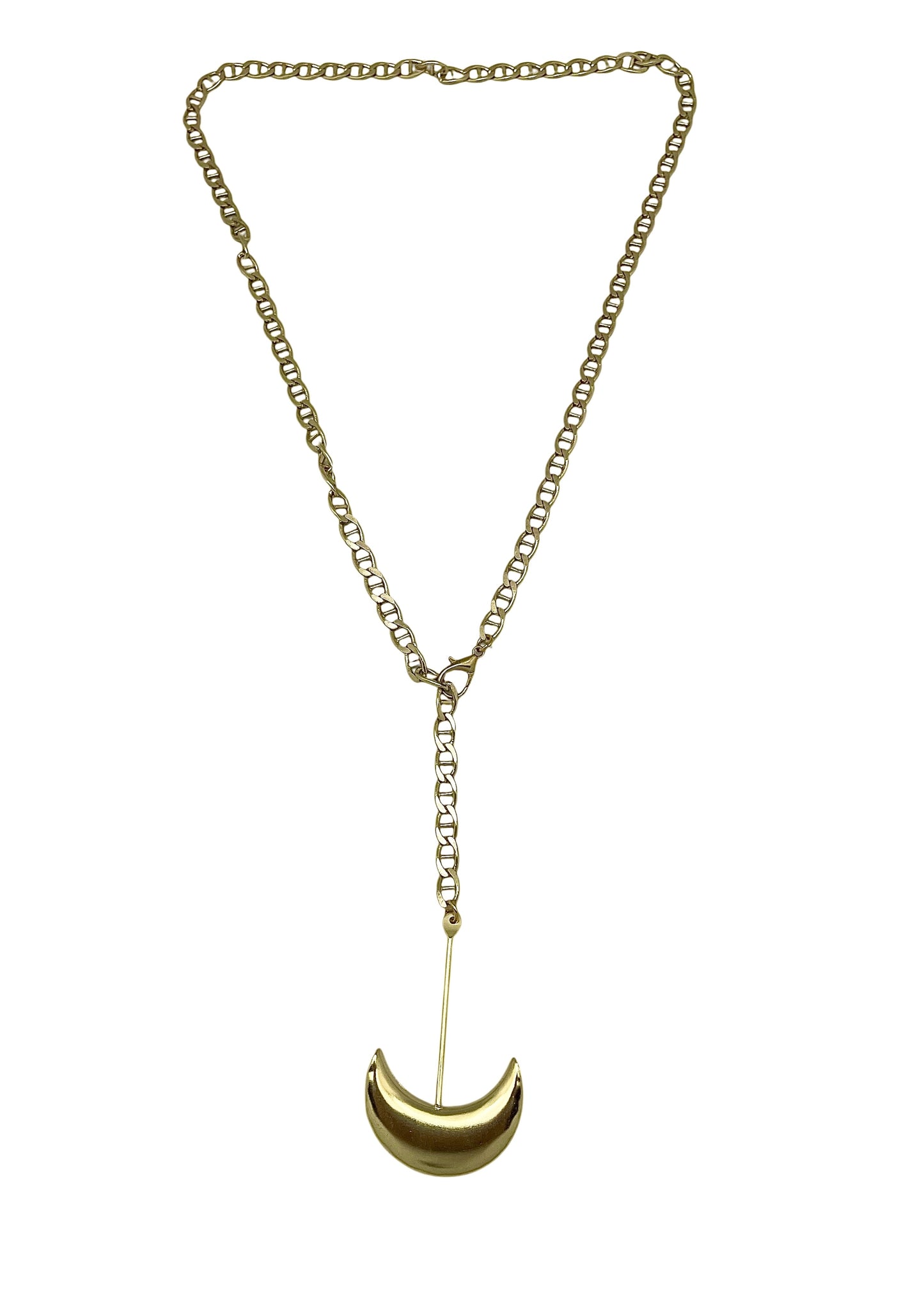 Collar Caleido largo multiposición corbatero en latón chapado dorado