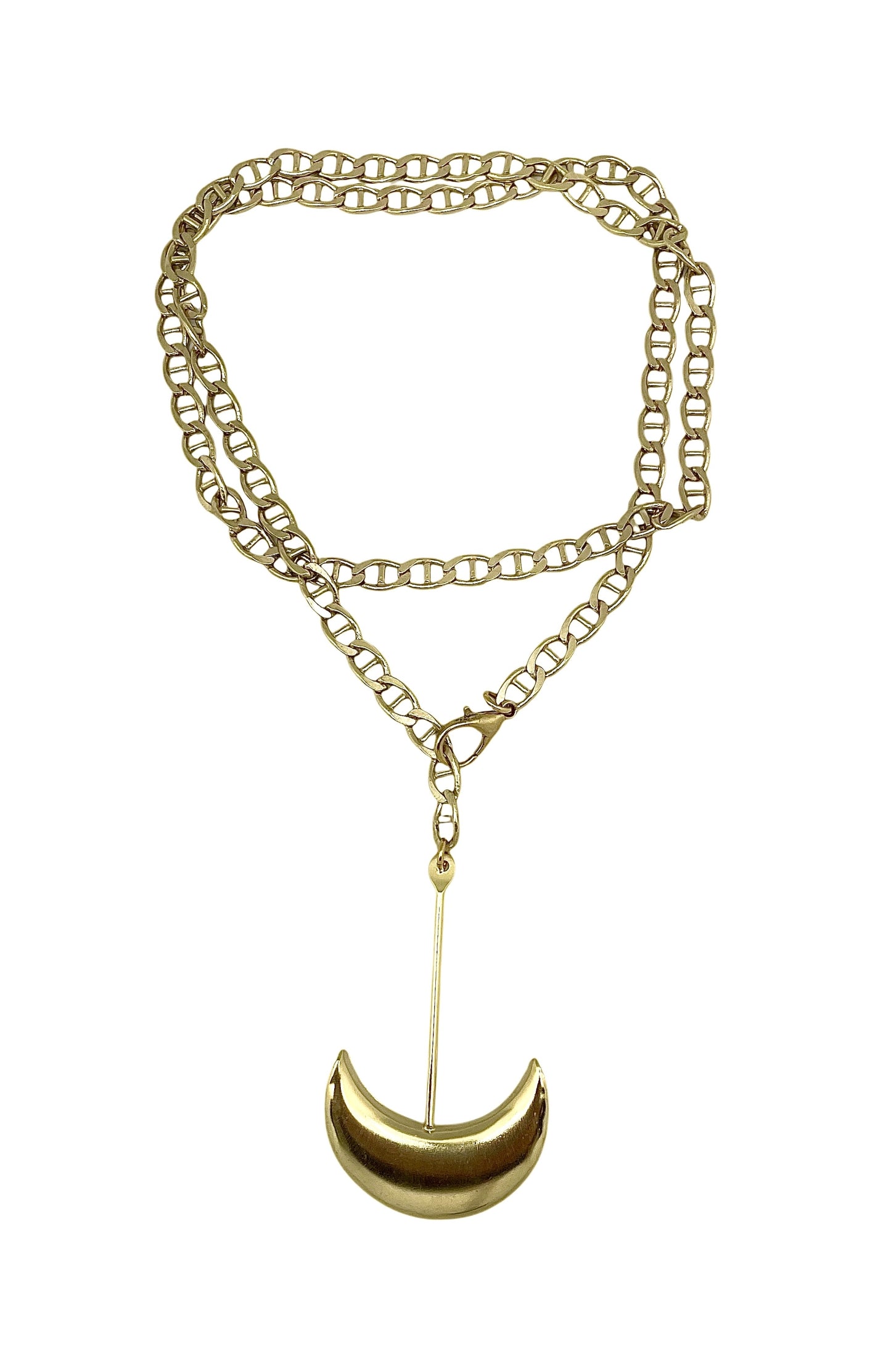 Collar Caleido largo multiposición corbatero en latón chapado dorado