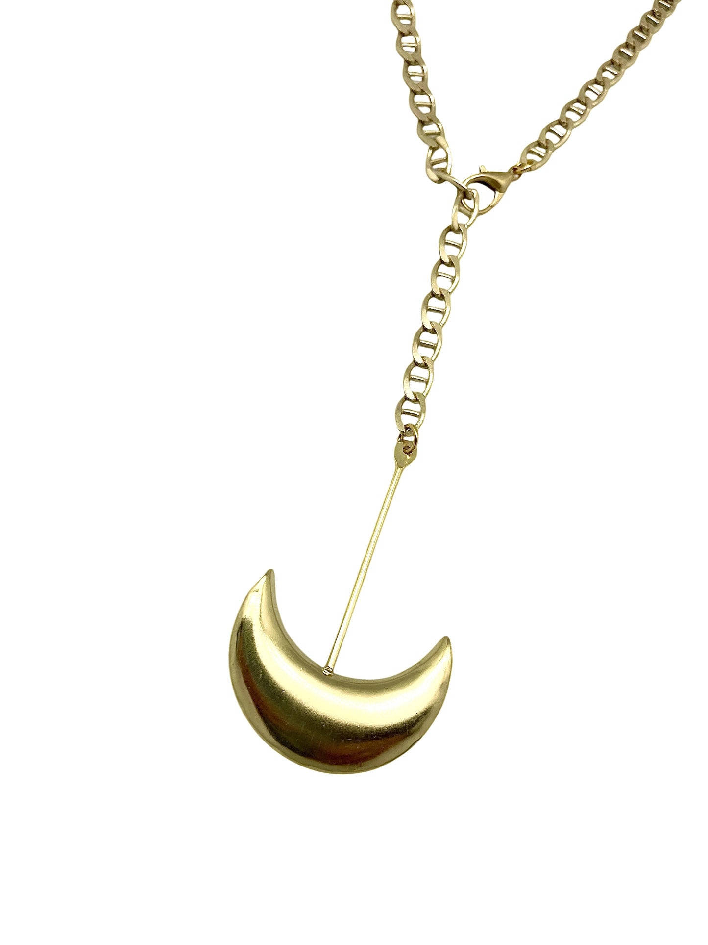 Collar Caleido largo multiposición corbatero en latón chapado dorado