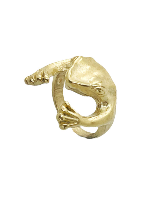 Anillo "abrazo de rana" en dorado. Talla 15