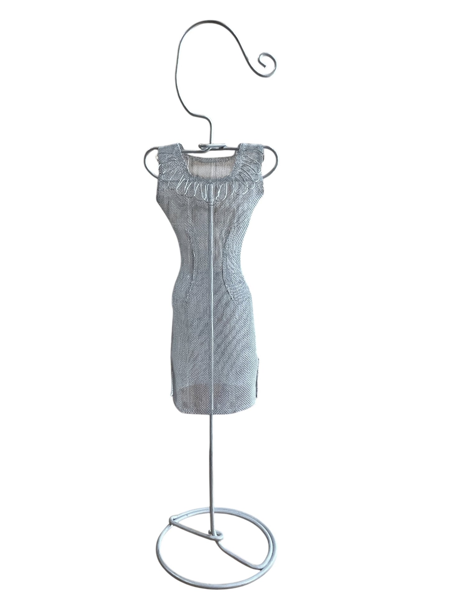 Maniquí mini vestido gris malla metal