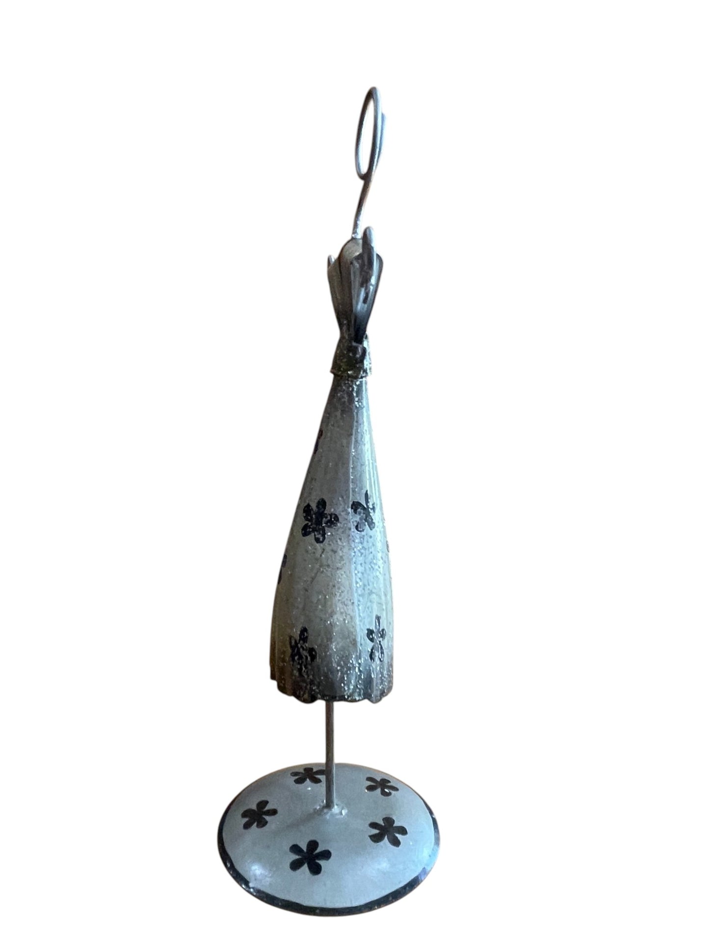 Expositor mini muñeca vintaje metal  3D tonos grises artesanal