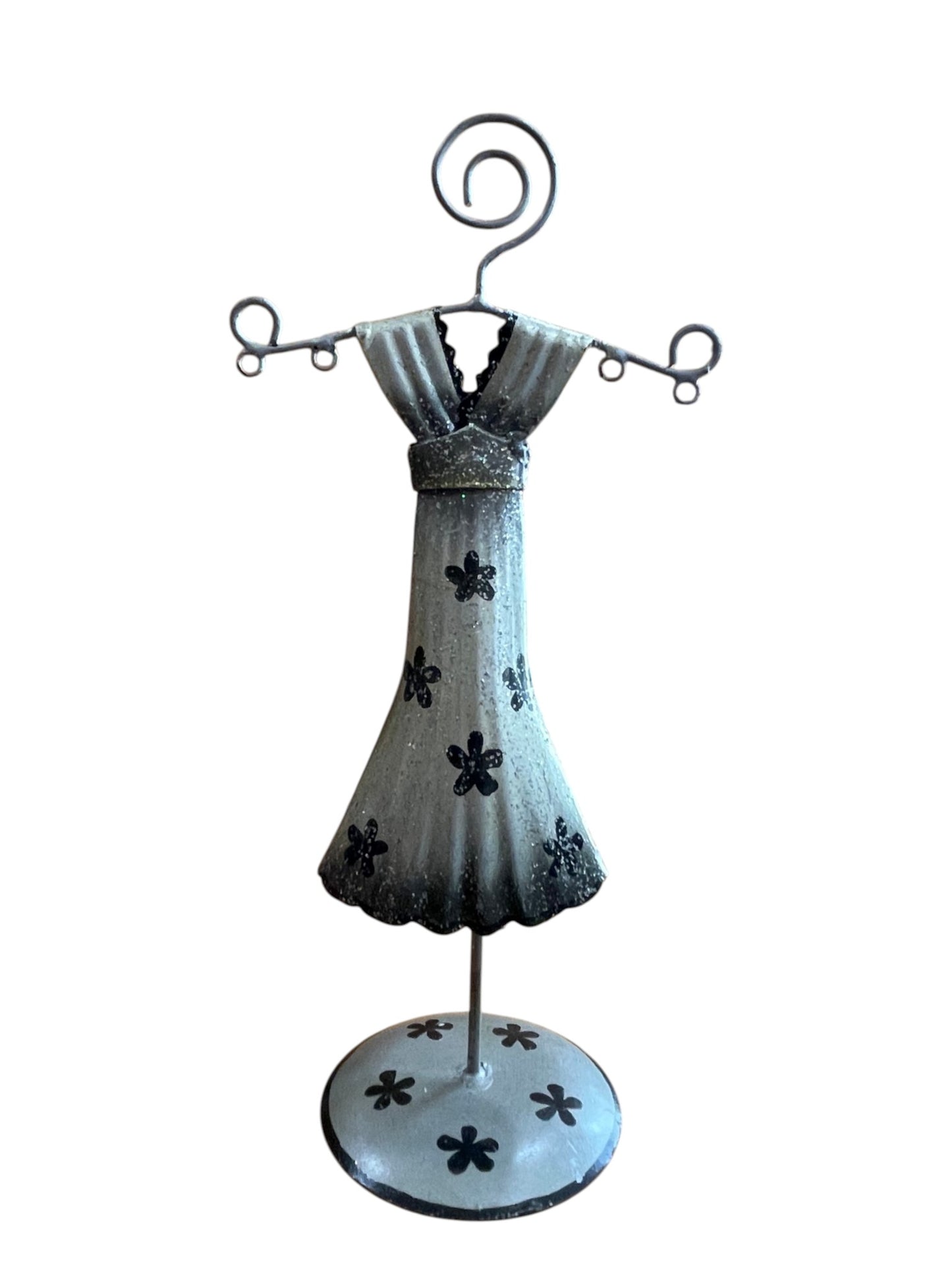 Expositor mini muñeca vintaje metal  3D tonos grises artesanal