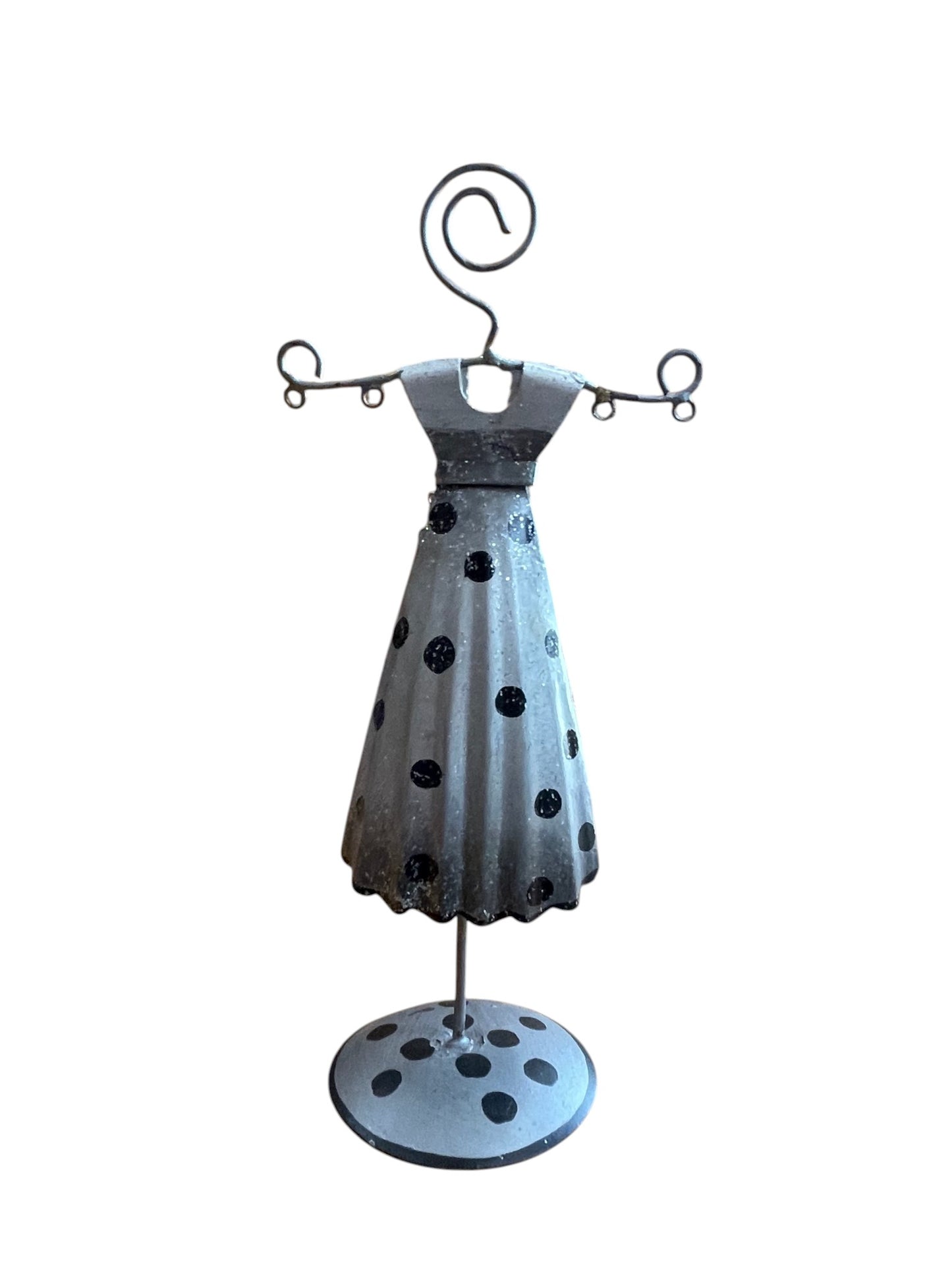 Expositor mini muñeca vintaje metal  3D tonos grises artesanal
