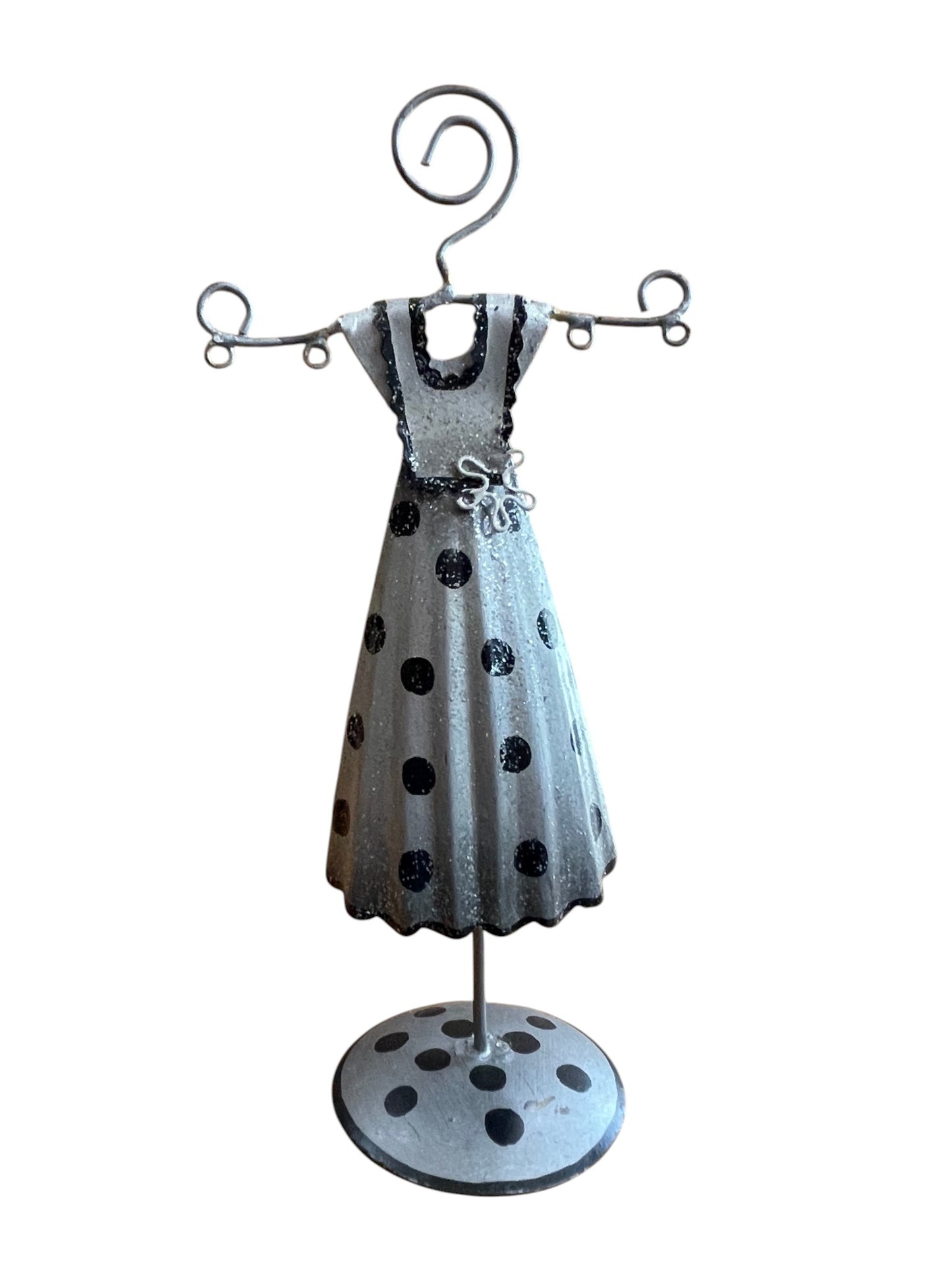 Expositor mini muñeca vintaje metal  3D tonos grises artesanal