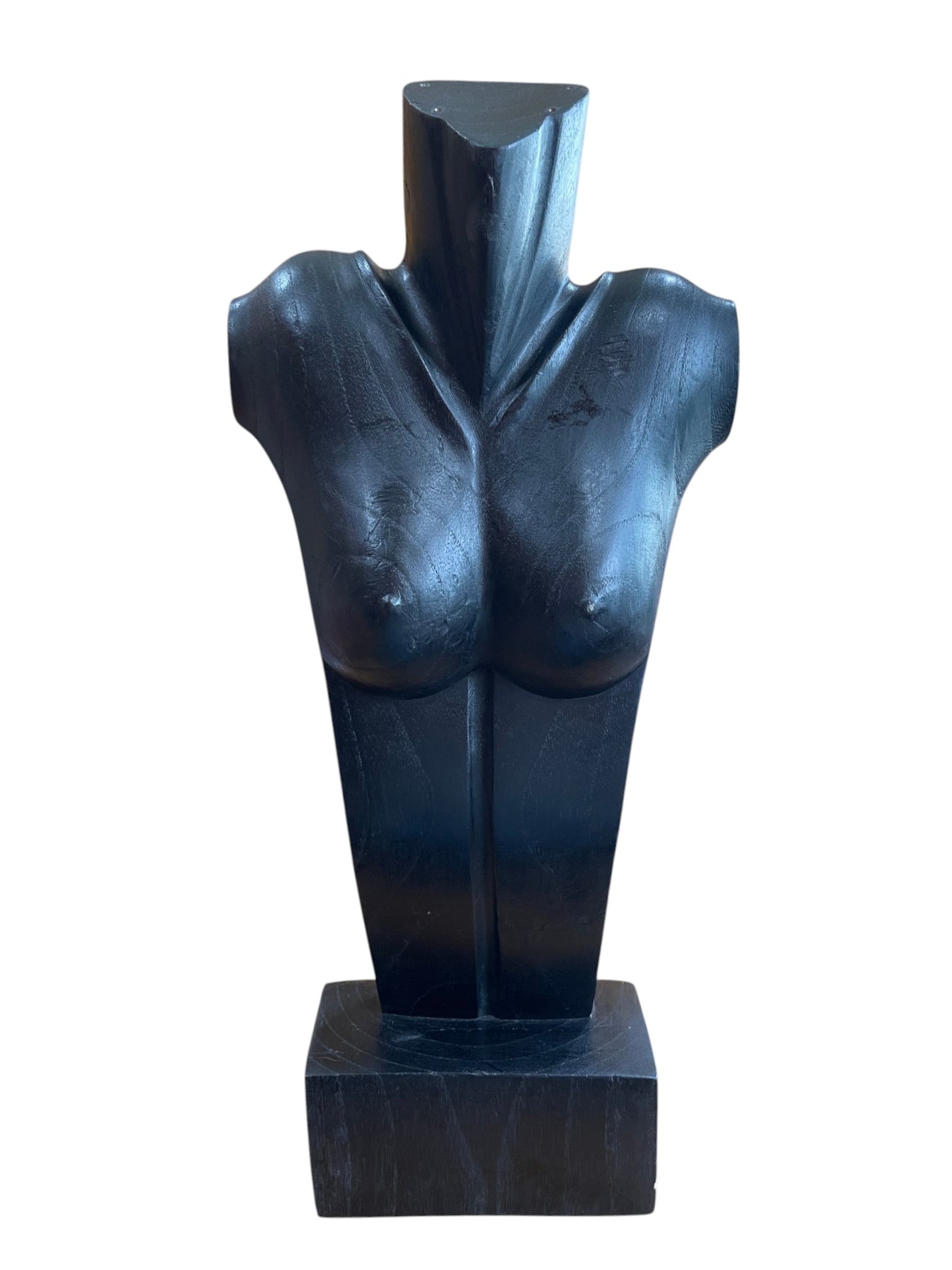 Expositor busto-pedestal tallado manual madera exotica negro