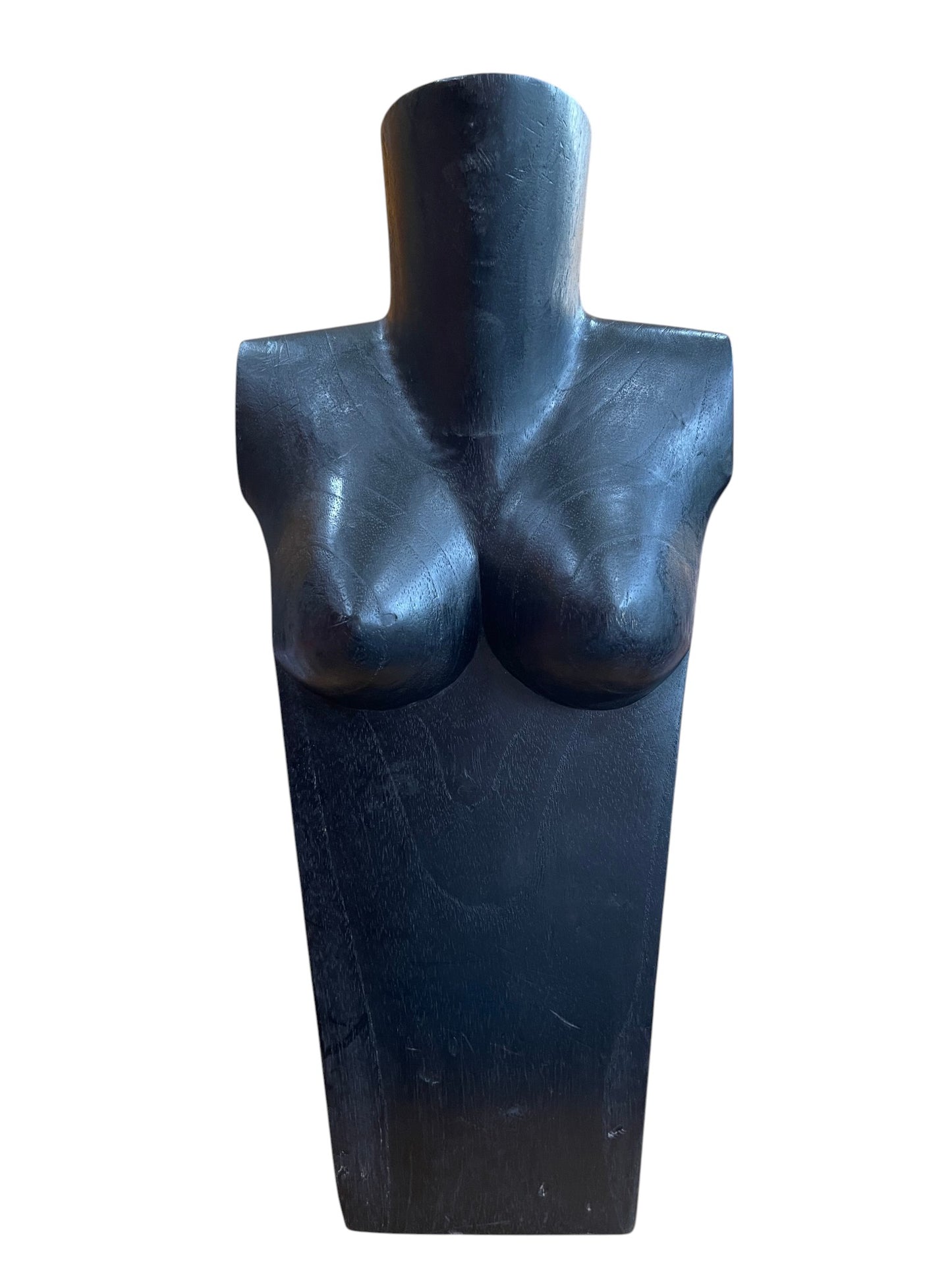 Expositor busto tallado manual madera exotica negro