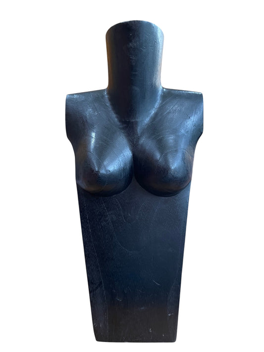 Expositor busto tallado manual madera exotica negro