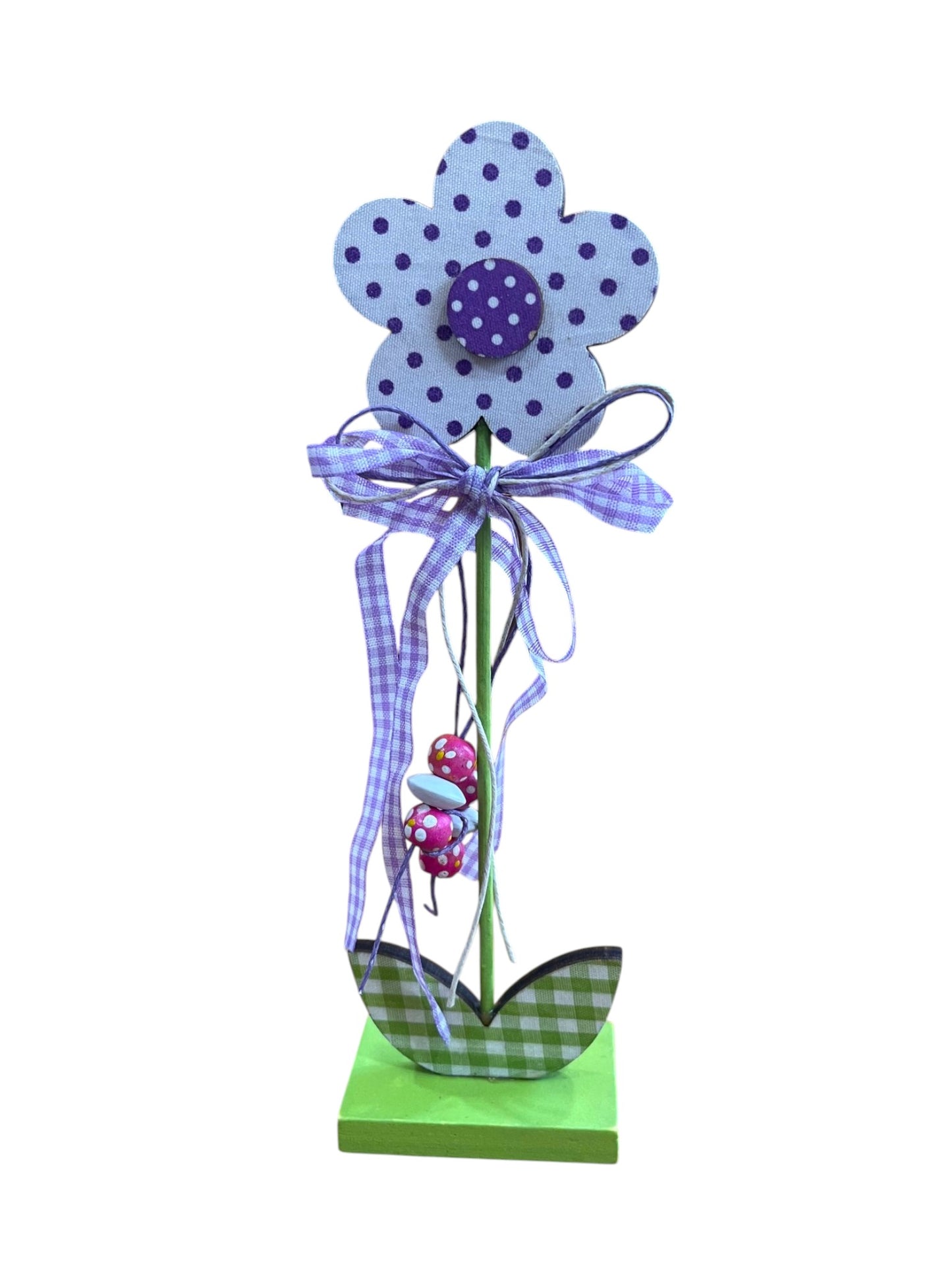 Pinza flor Anuncio decoración madera 3D colgantes en textil y madera.Artesanal